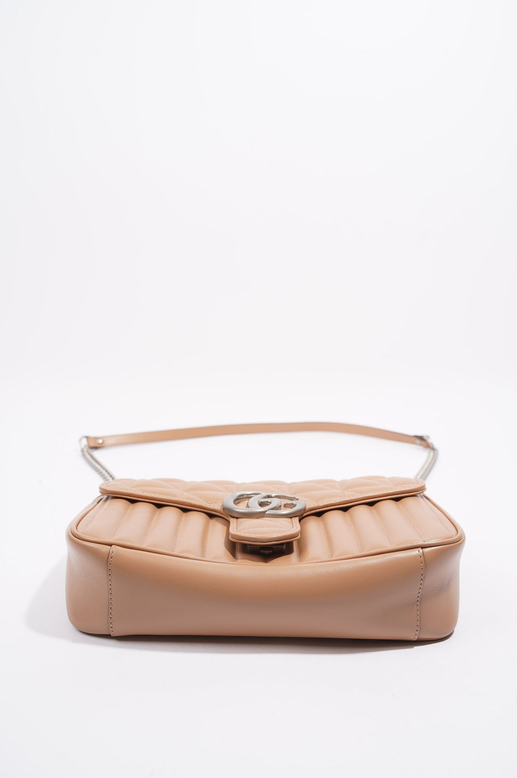 Gucci Womens GG Marmont Bag Nude Leather Small