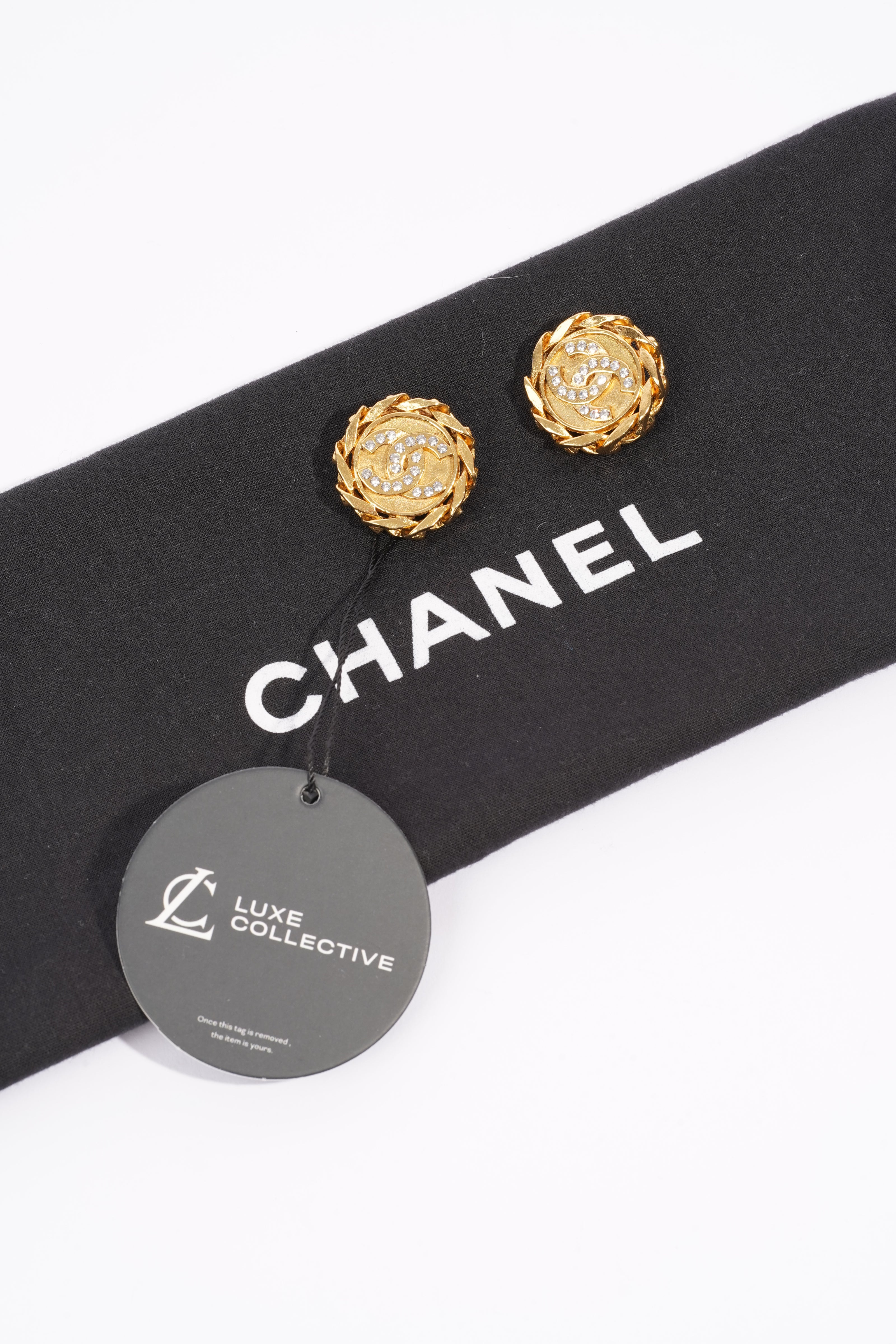 Chanel Logo Earrings Gold Gold Plated