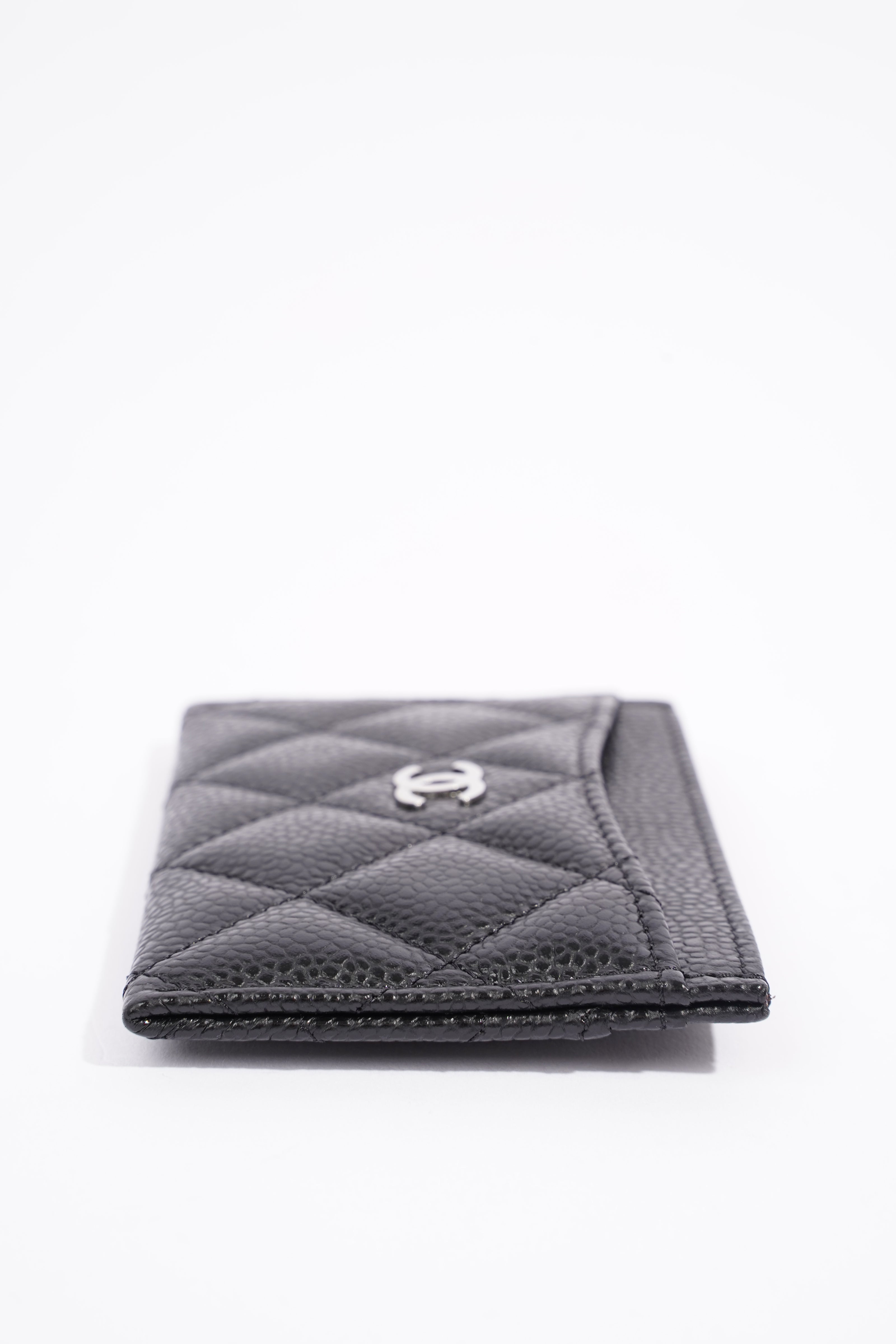 Chanel Womens Card Holder Black Caviar