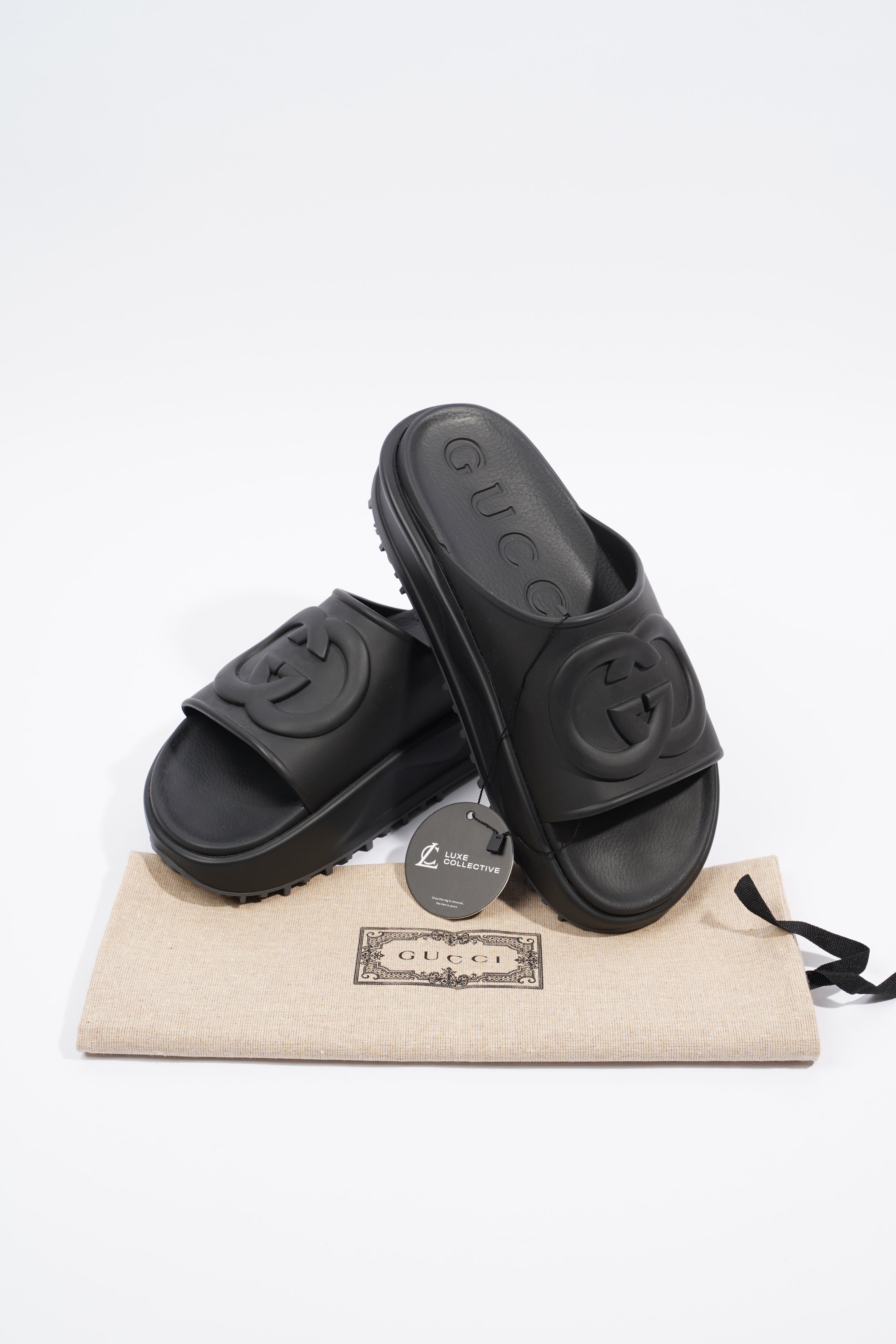 Gucci Mens Interlocking G Slide Black EU 42 / UK 8