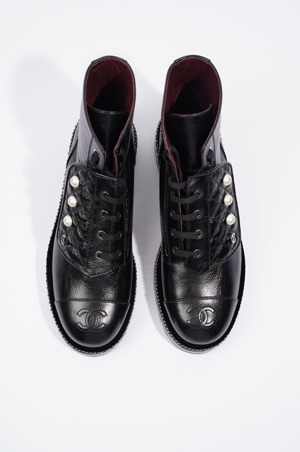 Chanel Womens CC Pearl Detail Boots Black EU 38.5 / UK 5.5