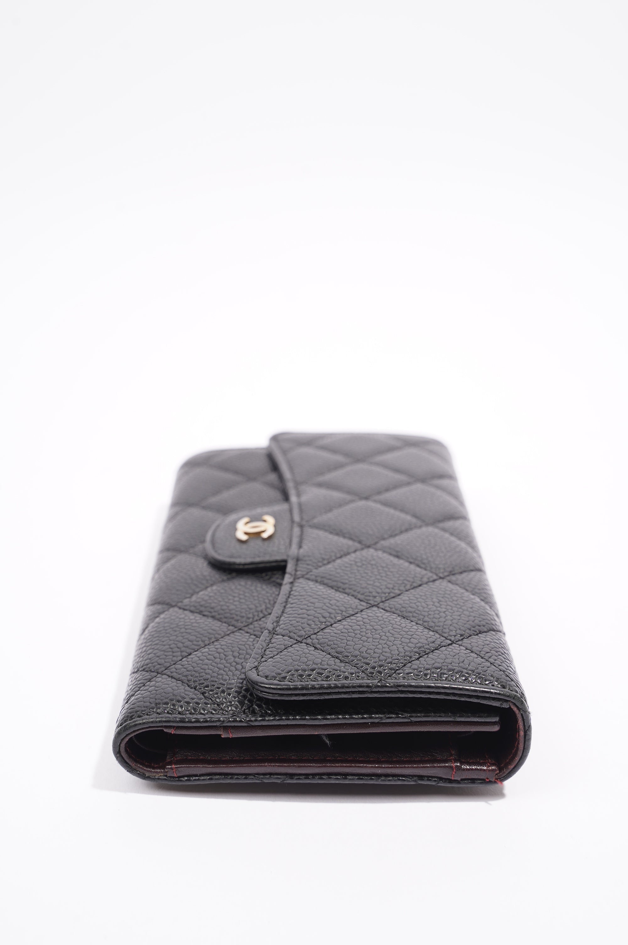 Chanel Quilted Classic Flap Wallet Black Caviar Leather