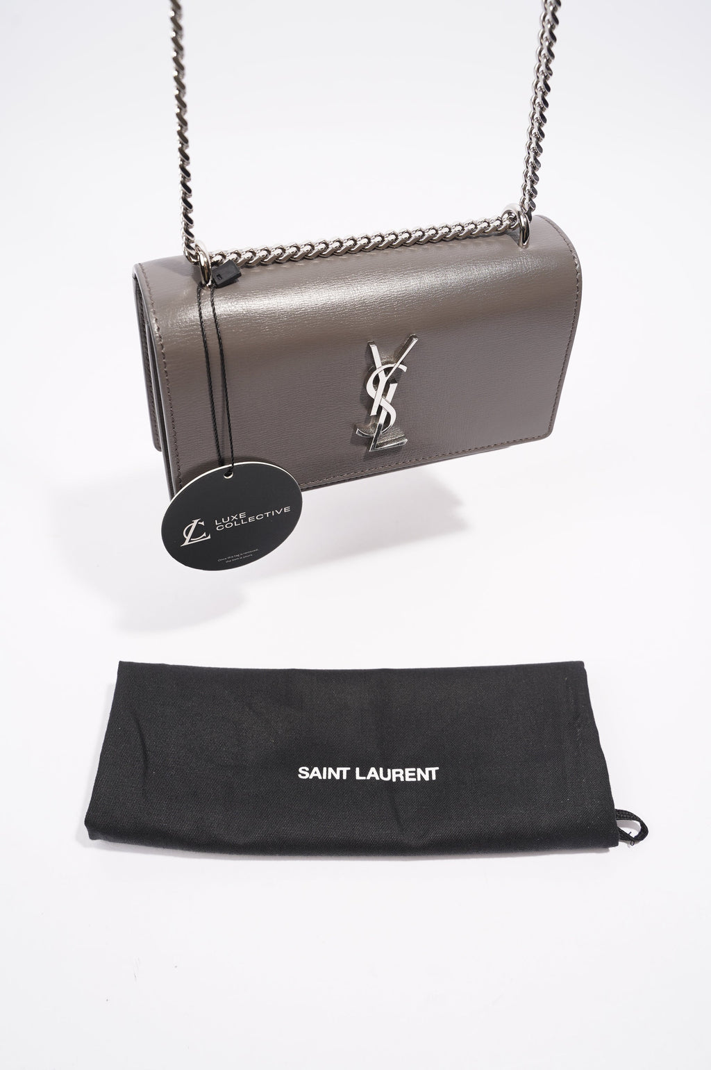 Saint Laurent Sunset Bag Grey Leather Mini