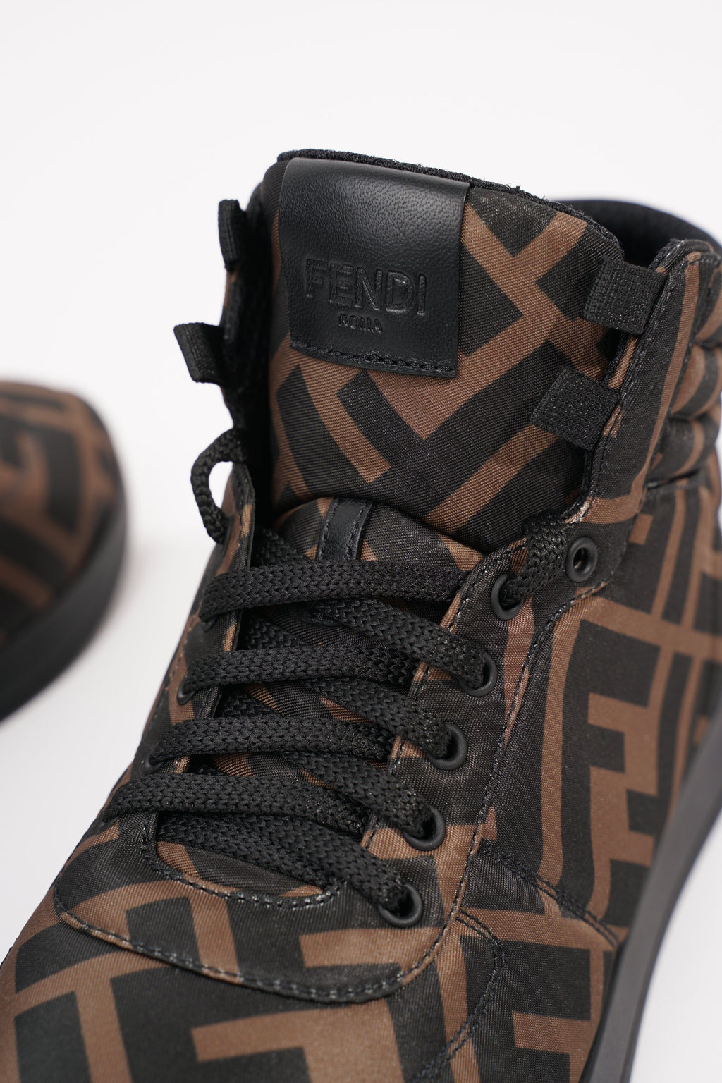 Fendi Womens Logo High Top Sneaker Zucca Monogram EU 36.5 / UK 3.5