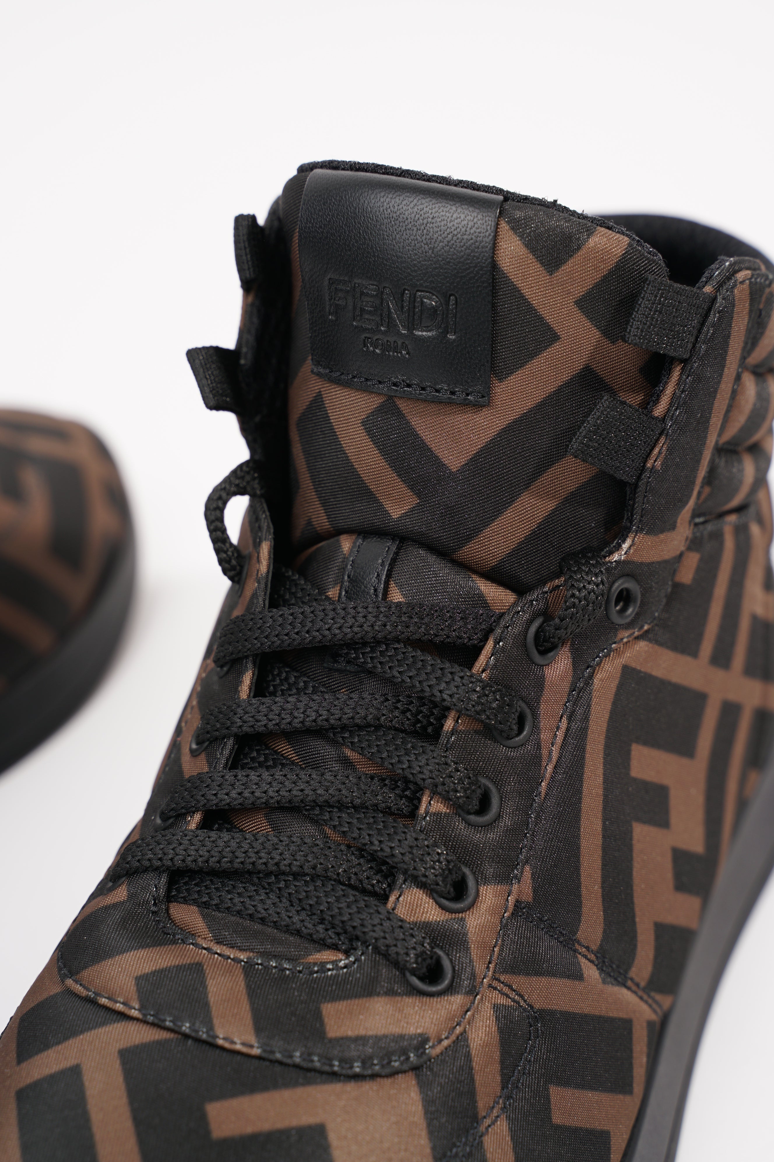 Fendi Womens Logo High Top Sneaker Zucca Monogram EU 36.5 / UK 3.5