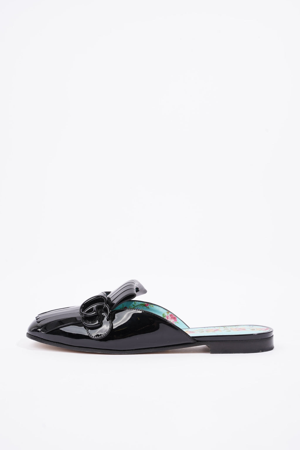 Gucci Womens Vernis Leather Sandal Black EU 37.5 / UK 4.5