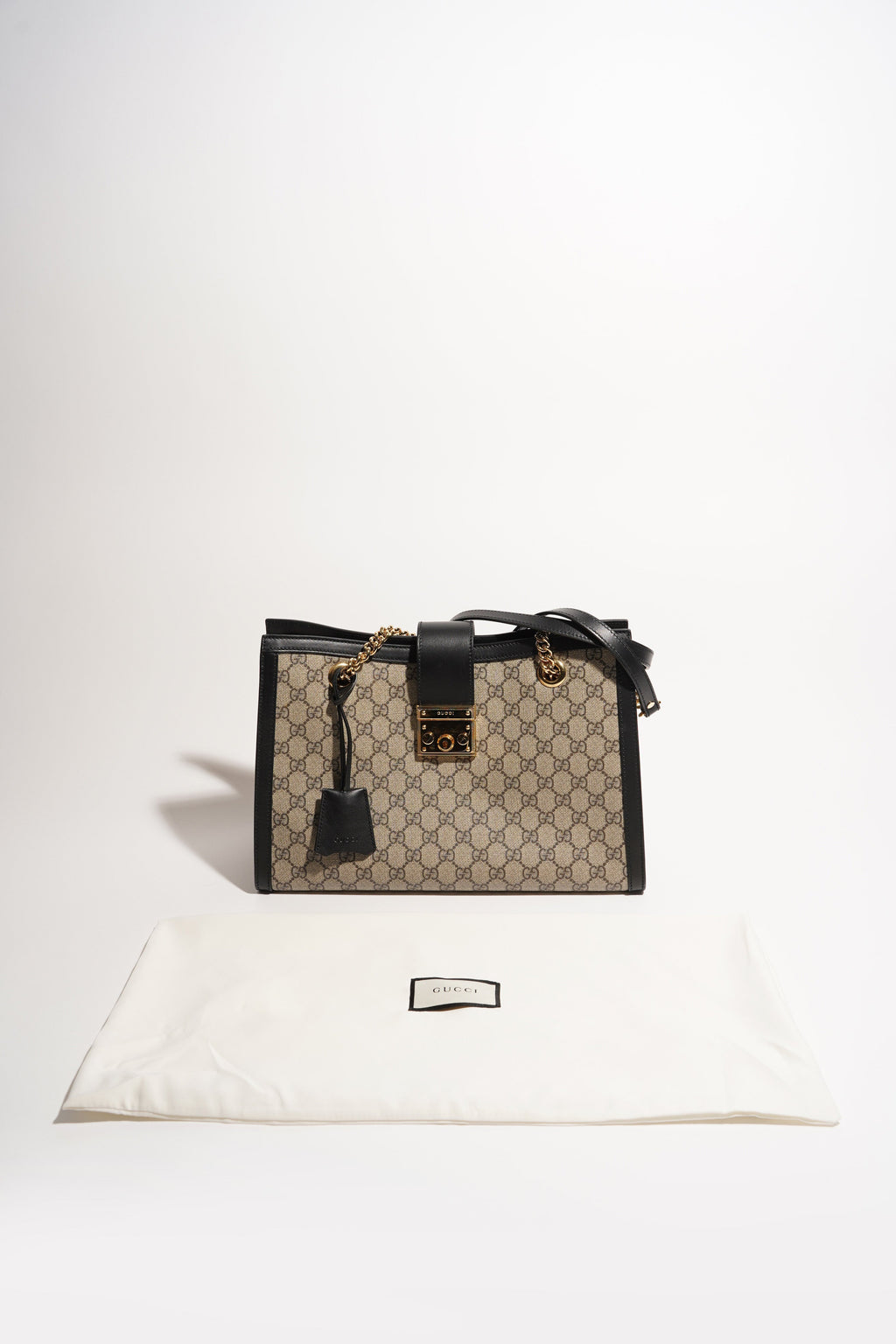 Gucci Womens Padlock Bag Supreme Black Medium