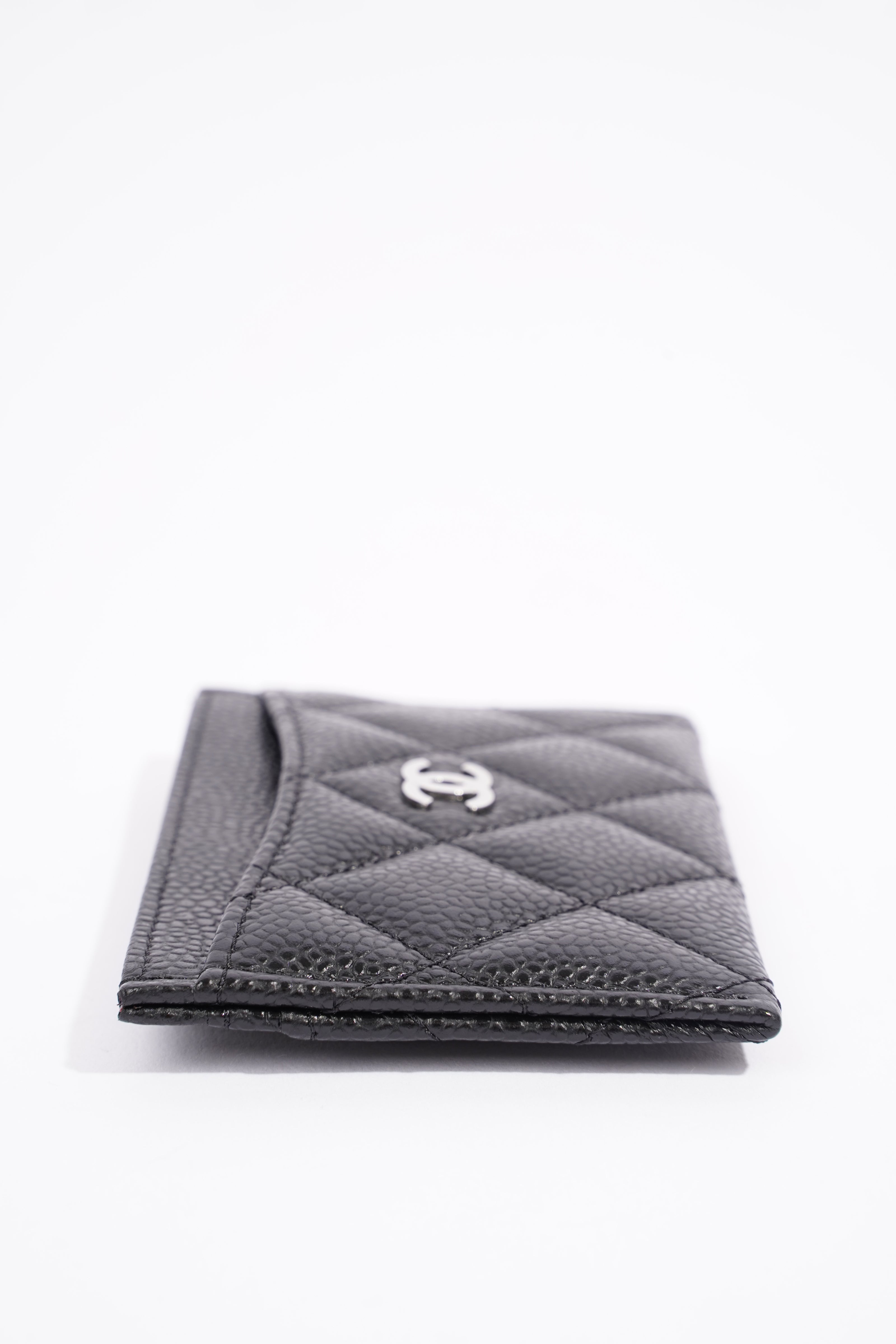 Chanel Womens Card Holder Black Caviar