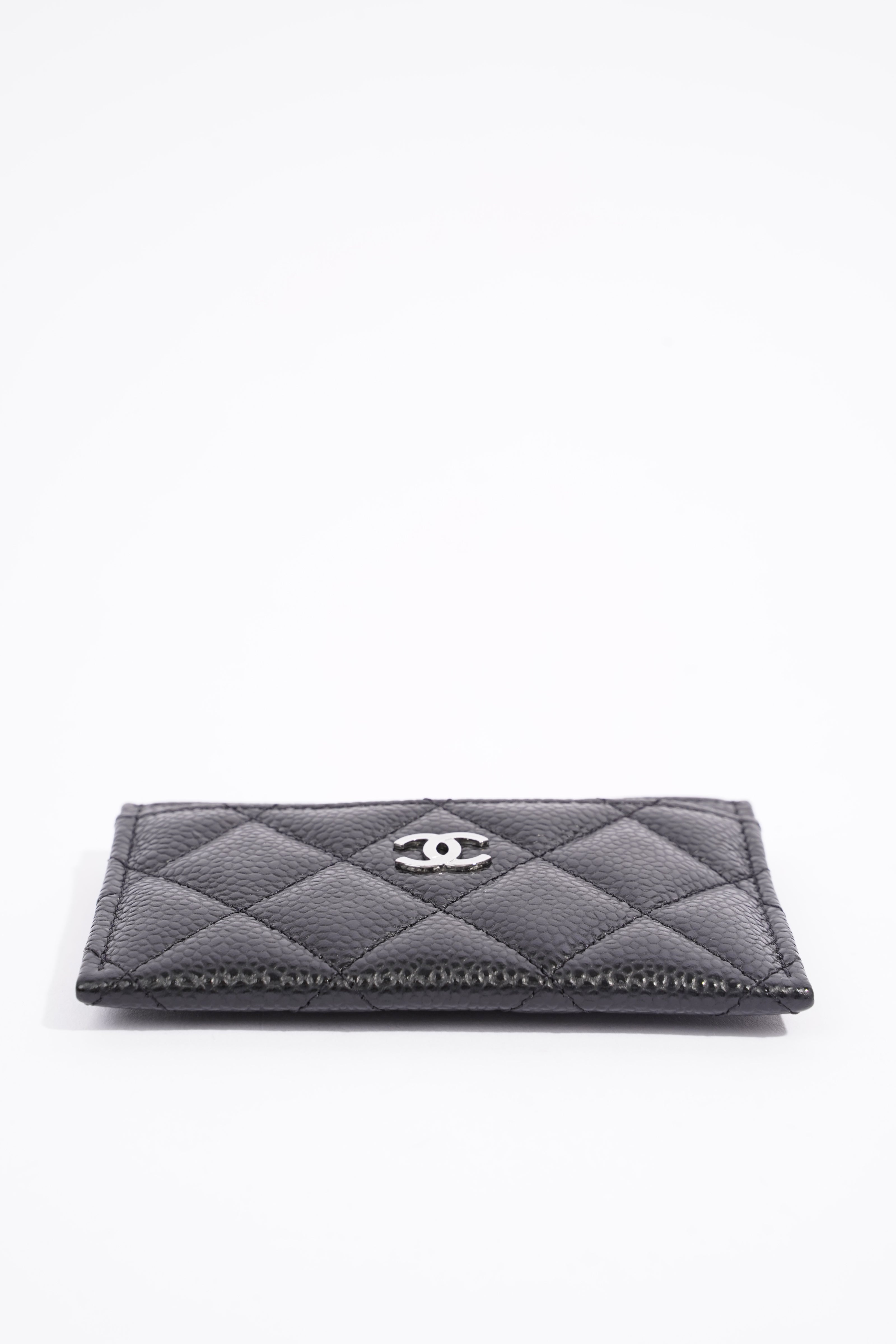 Chanel Womens Card Holder Black Caviar
