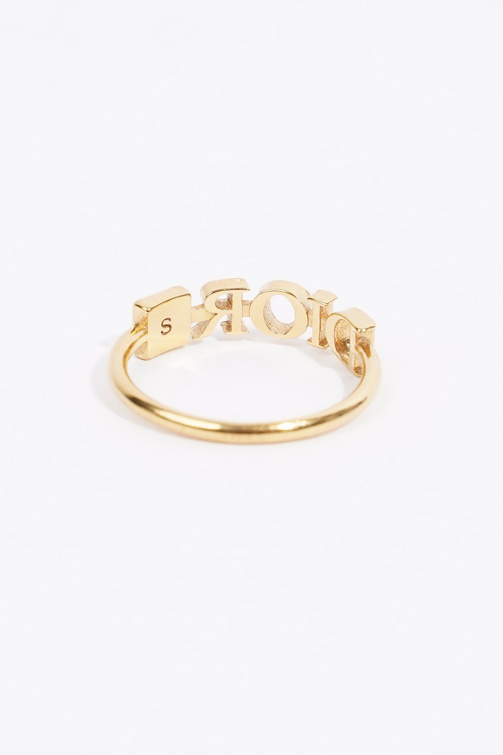 Christian Dior Womens Dior Letters Ring Golden Finish Base Metal Small