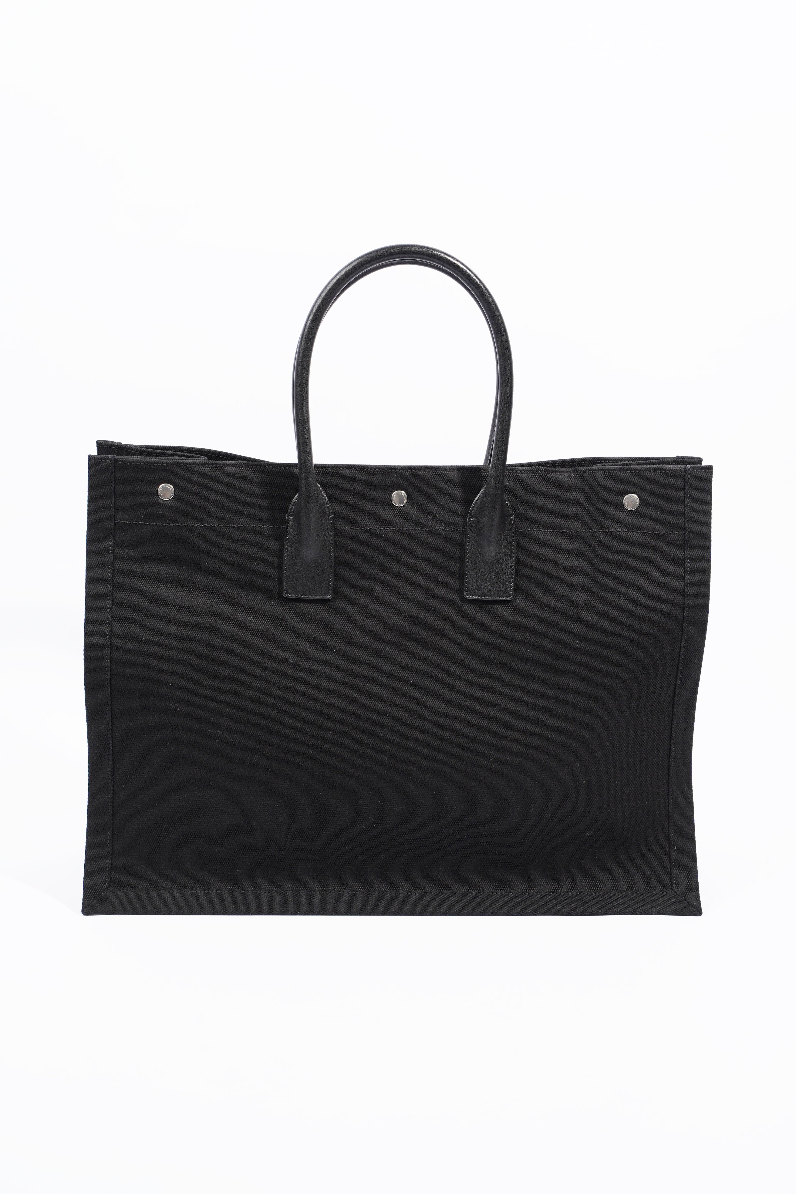 Saint Laurent Rive Gauche Tote Black Canvas Large