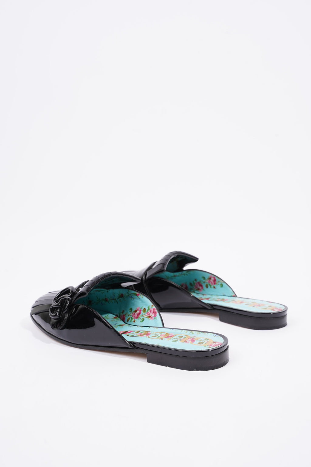 Gucci Womens Vernis Leather Sandal Black EU 37.5 / UK 4.5