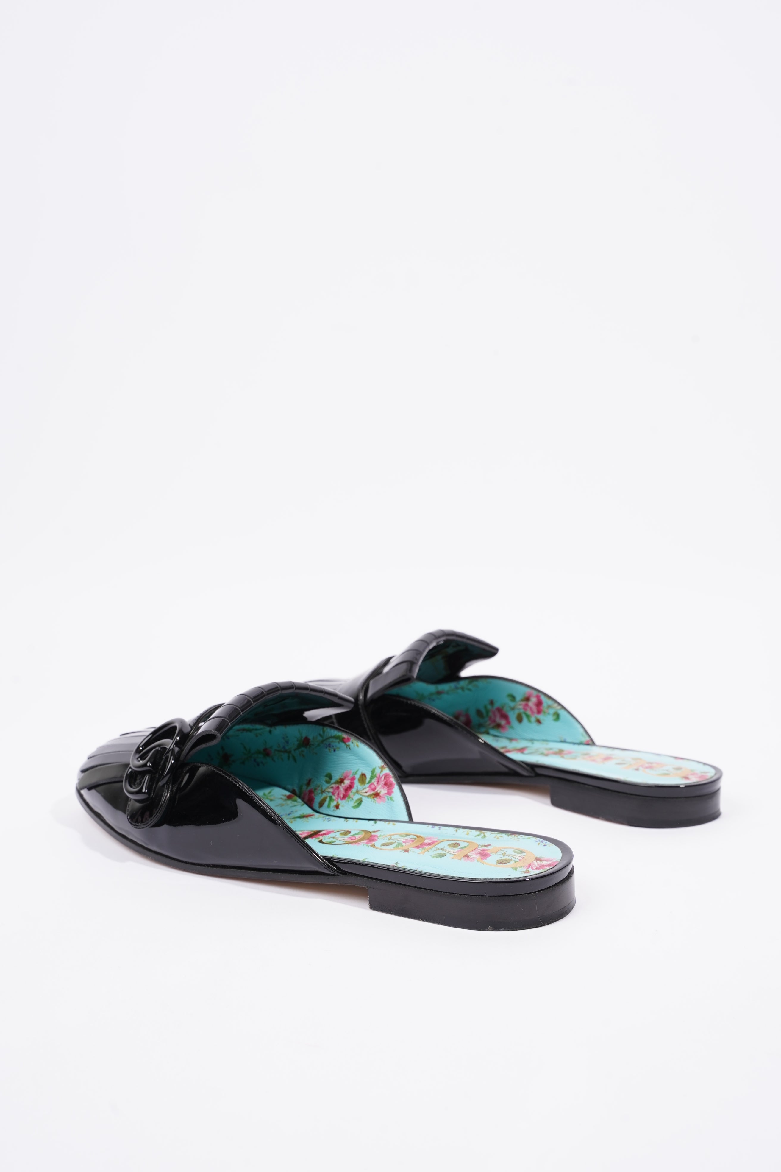 Gucci Womens Vernis Leather Sandal Black EU 37.5 / UK 4.5