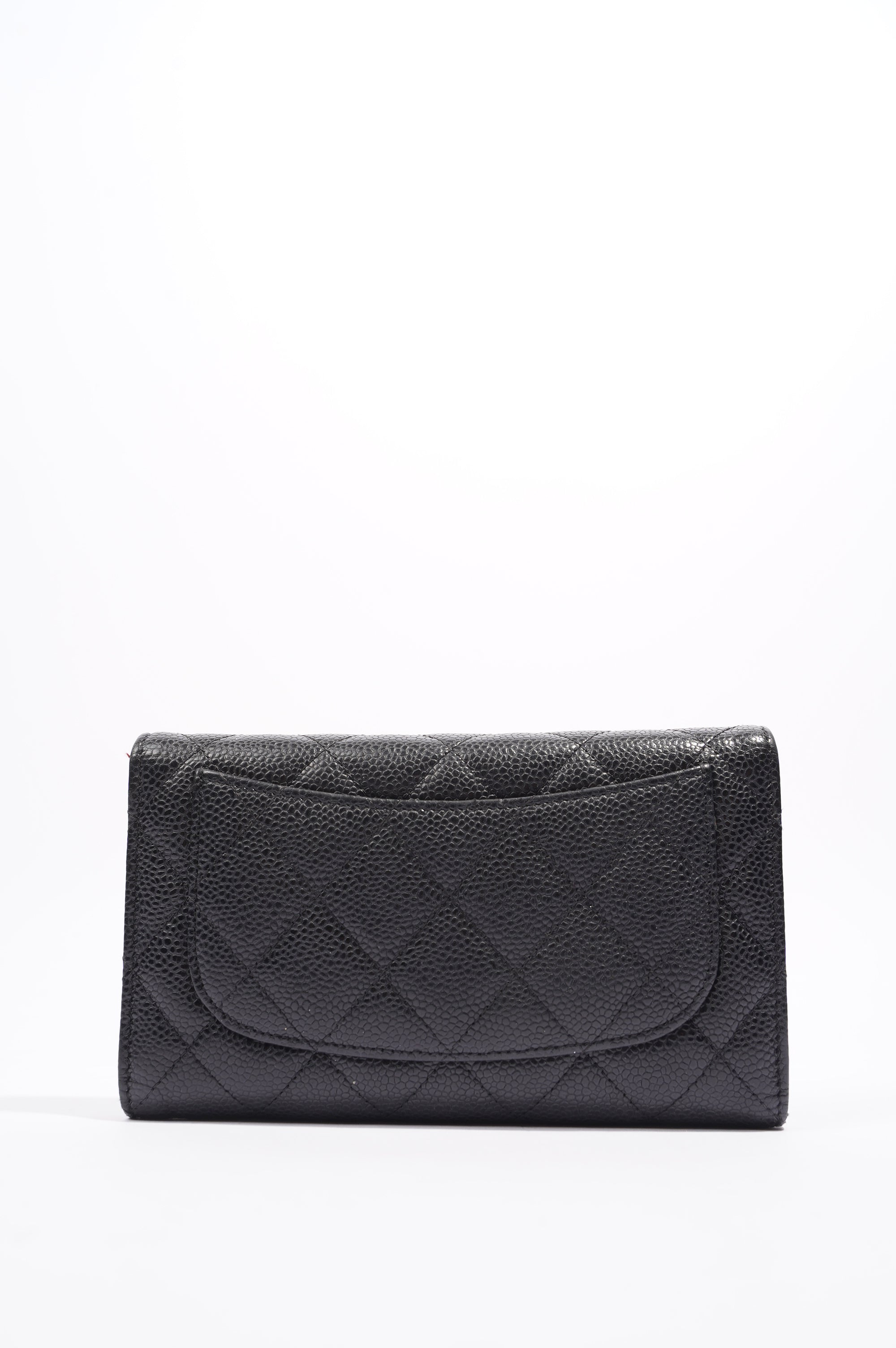Chanel Quilted Classic Flap Wallet Black Caviar Leather