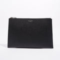 Saint Laurent Womens Paris Logo Stamp Pouch Black