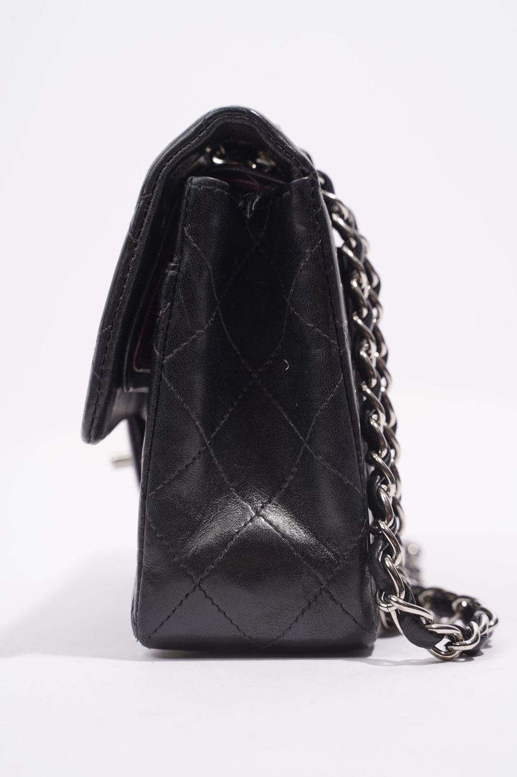Chanel Womens Lambskin Double Flap Black Small