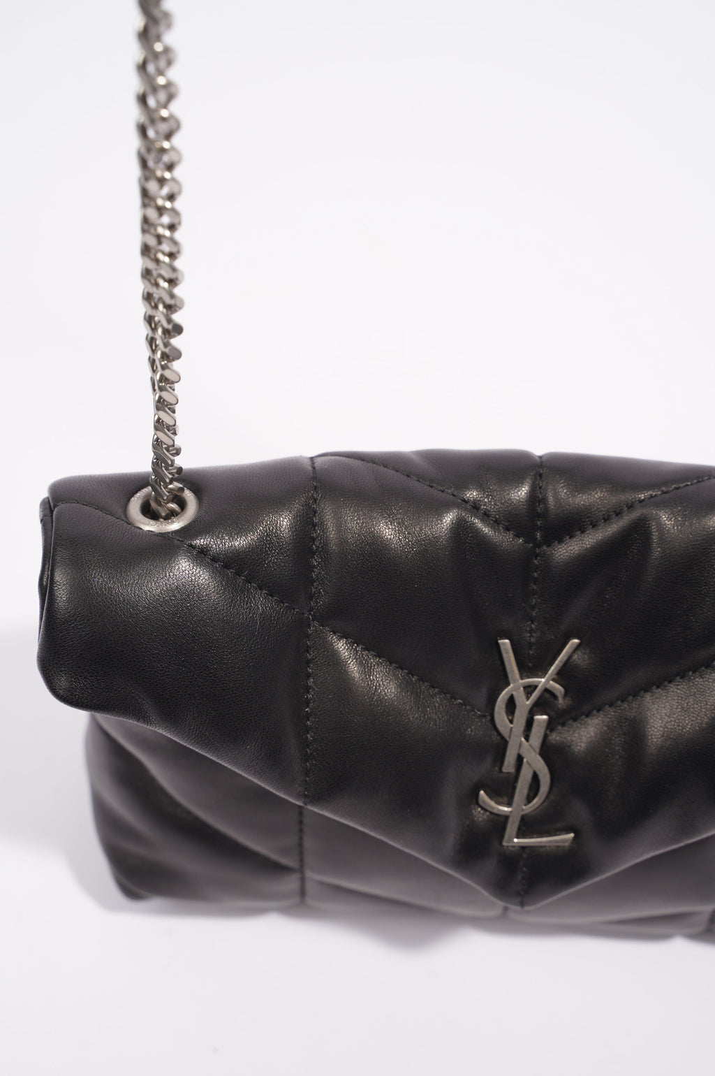 Saint Laurent Womens Lou Lou Puffer Crossbody Bag Black Leather Toy
