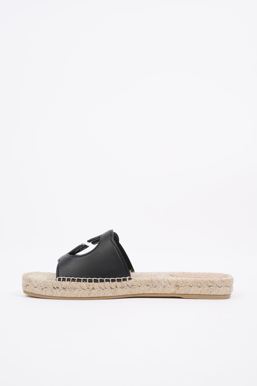 Gucci Mens Interlocking G Cut-Out Slide Sandal Black EU 45 / UK 11