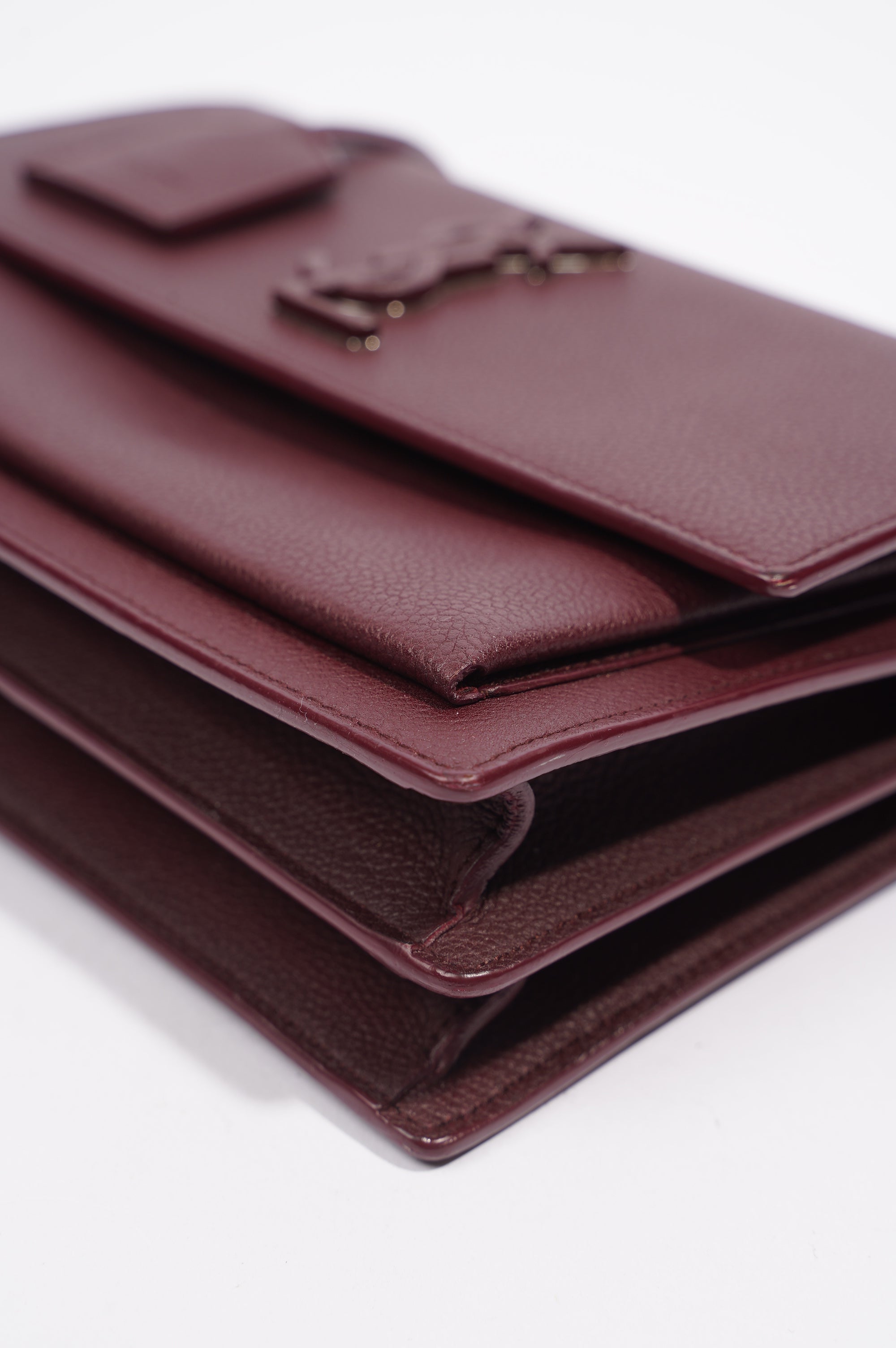 Saint Laurent Womens Sunset Burgundy Leather Medium