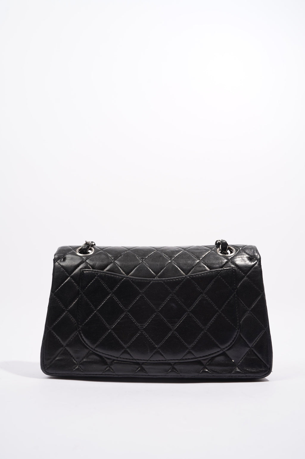 Chanel Womens Lambskin Double Flap Black Small