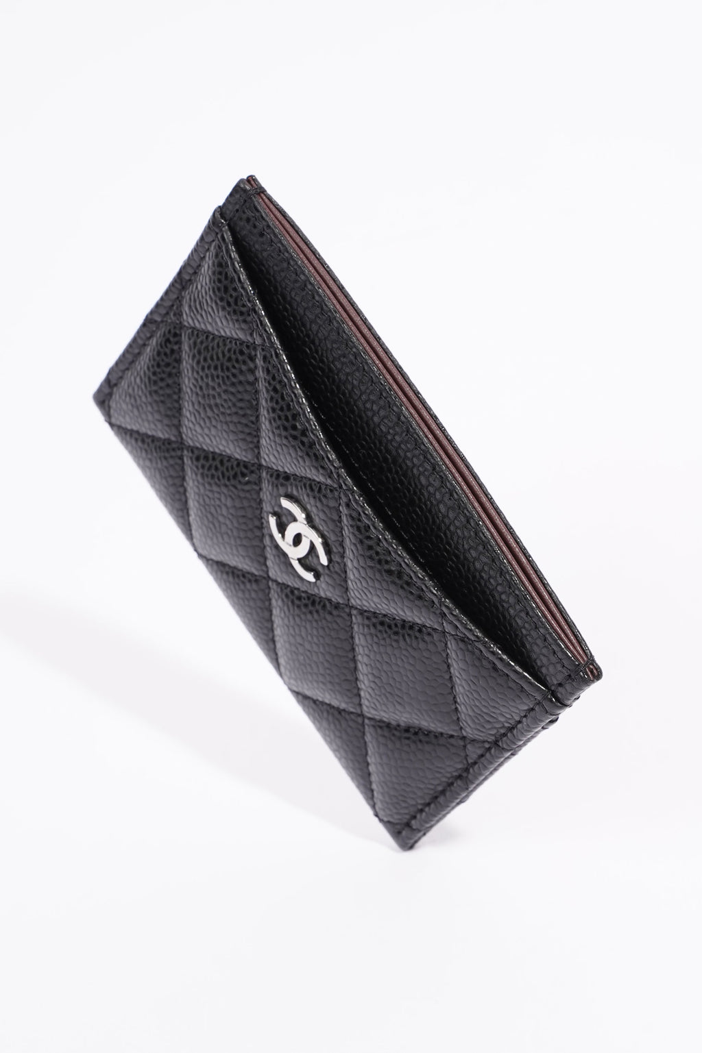 Chanel Womens Card Holder Black Caviar