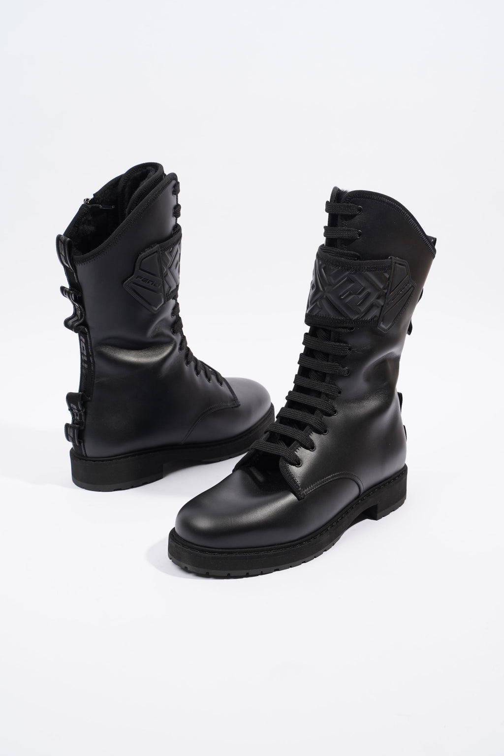 Fendi Womens Biker Boot Black Leather EU 39 / UK 6