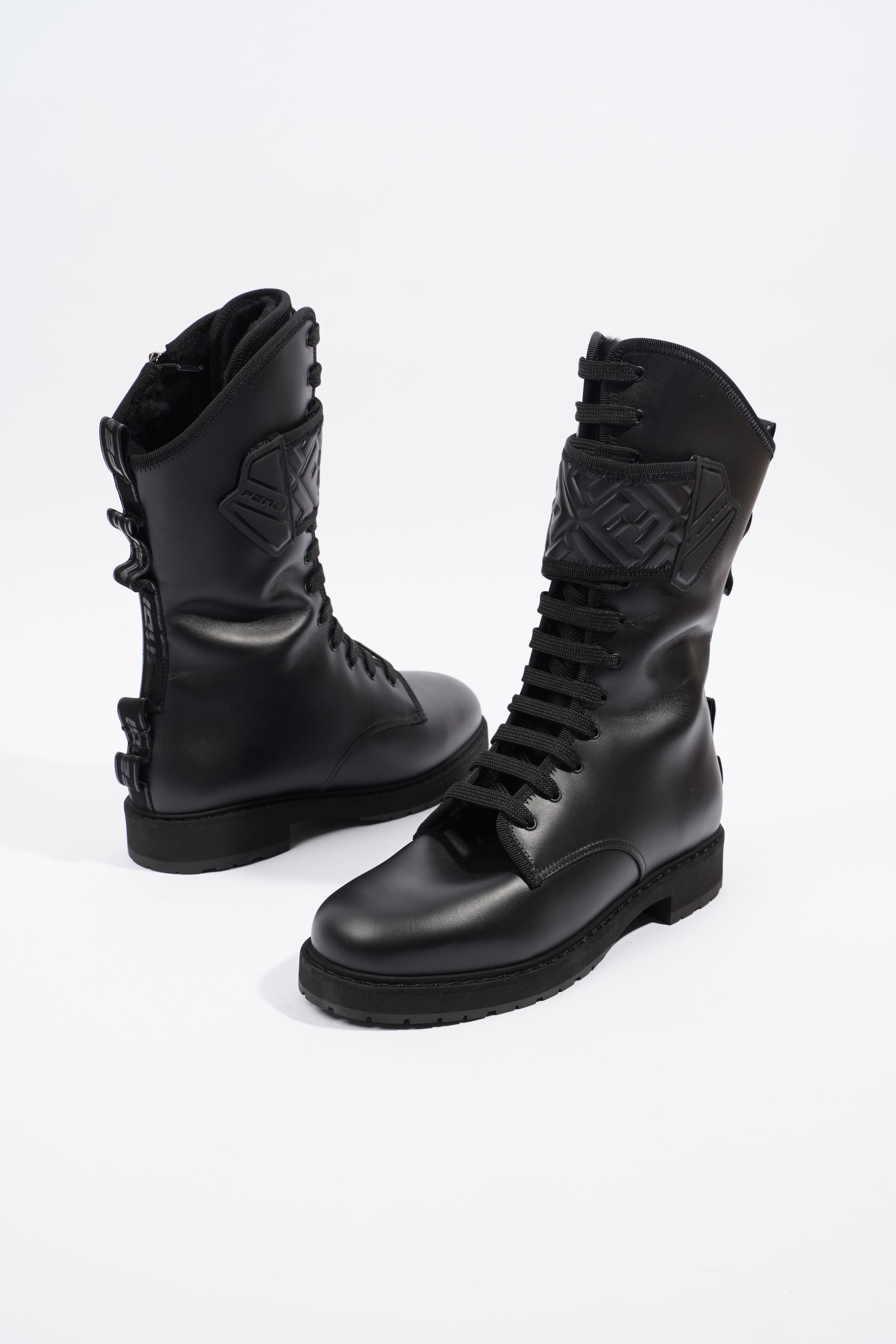 Fendi Womens Biker Boot Black Leather EU 39 / UK 6