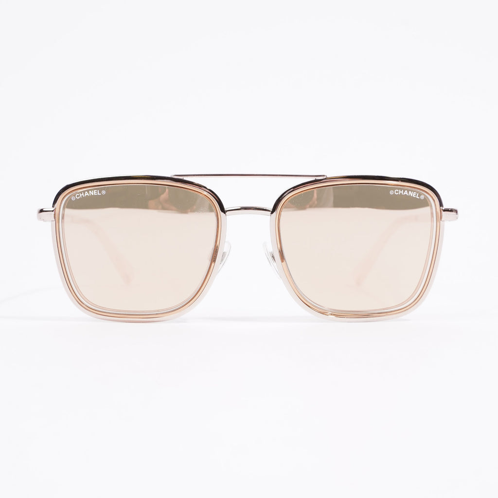 Chanel Metal Pilot Sunglasses Rose Gold Metal Acetate 140