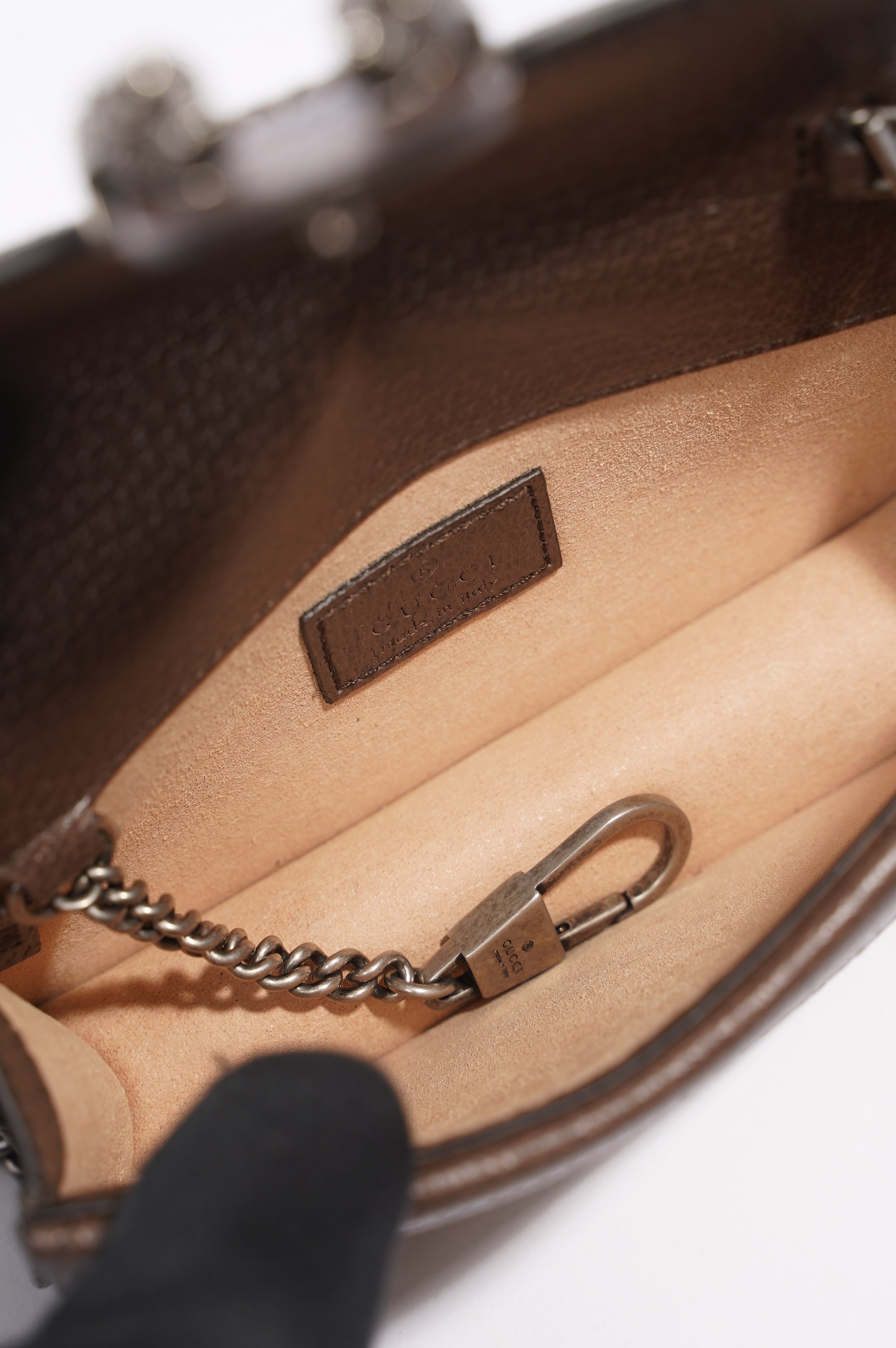 Gucci Womens Dionysus Bag Monogram Canvas / Leather Super Mini