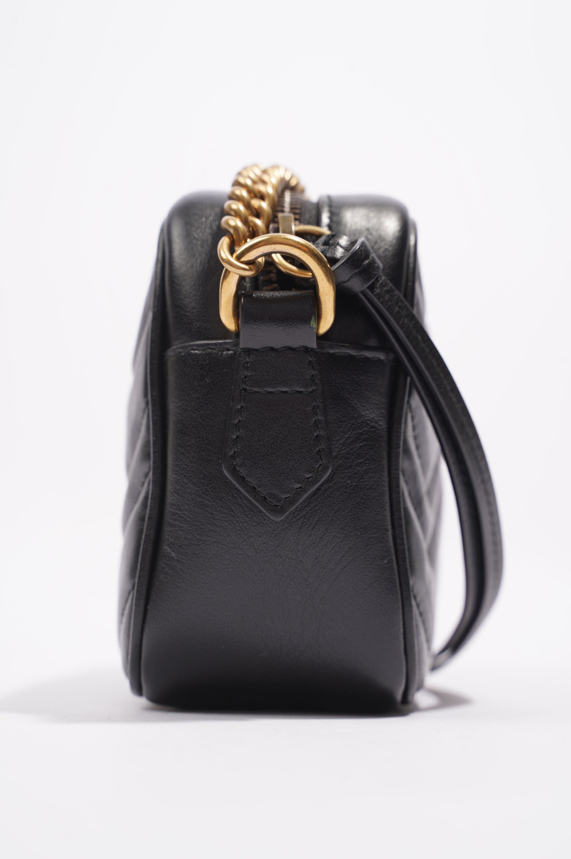Gucci Womens Marmont Zip Black Leather Mini