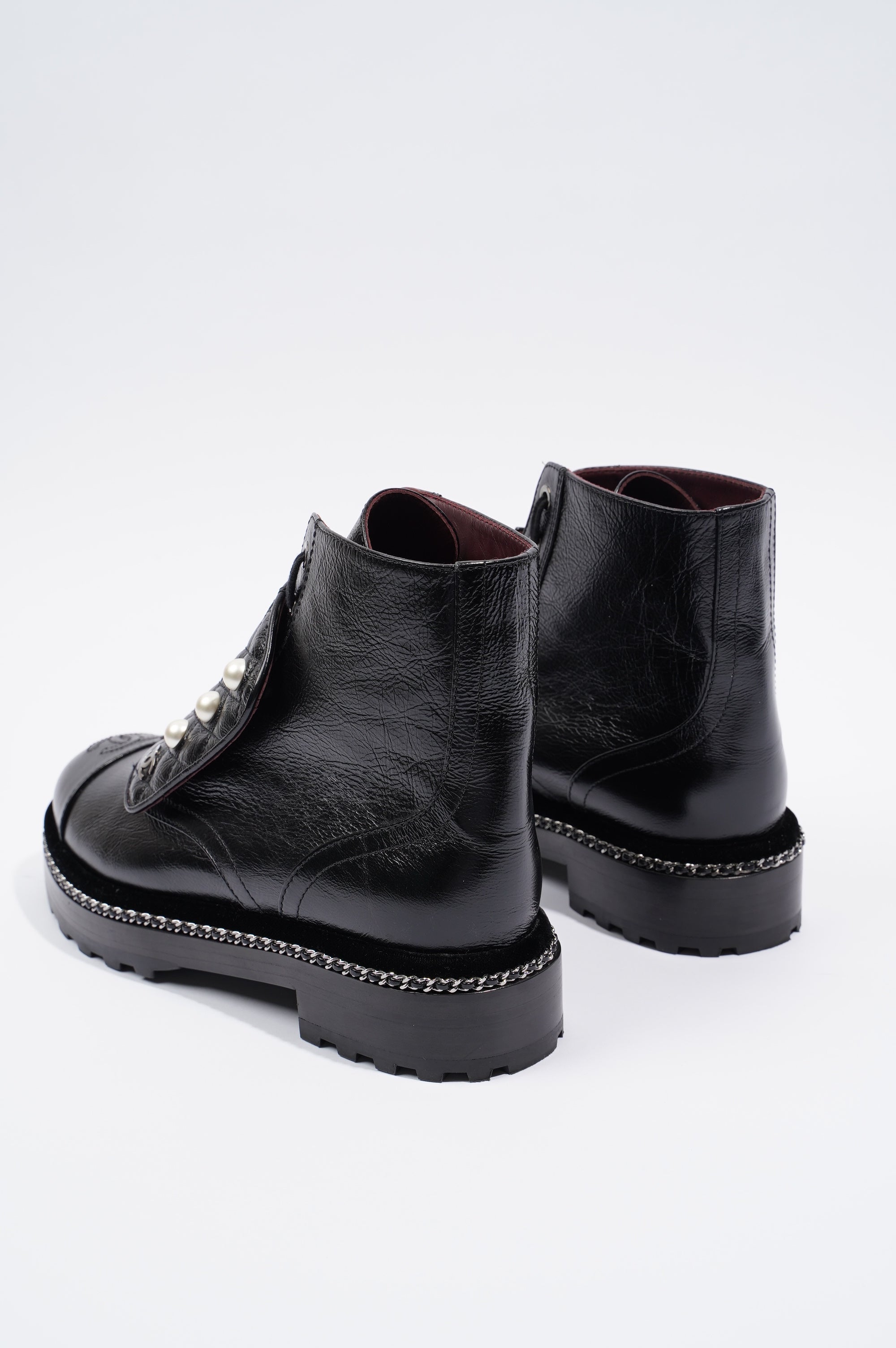 Chanel Womens CC Pearl Detail Boots Black EU 38.5 / UK 5.5