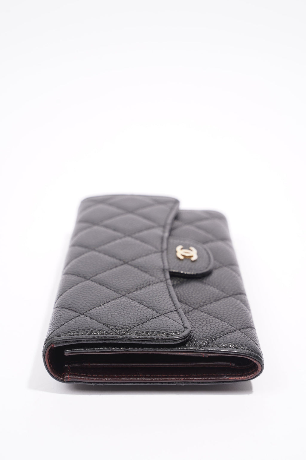 Chanel Quilted Classic Flap Wallet Black Caviar Leather