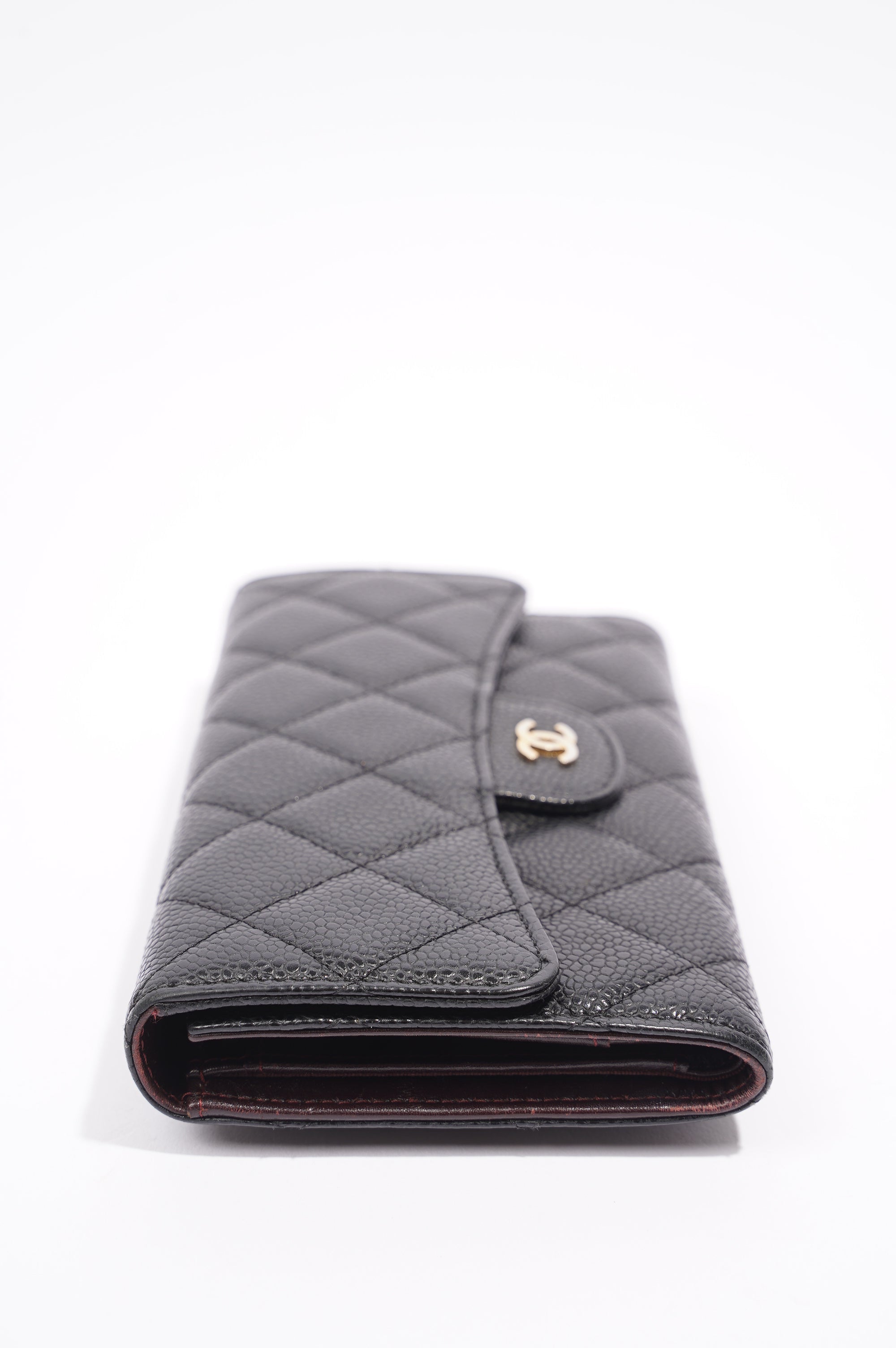 Chanel Quilted Classic Flap Wallet Black Caviar Leather