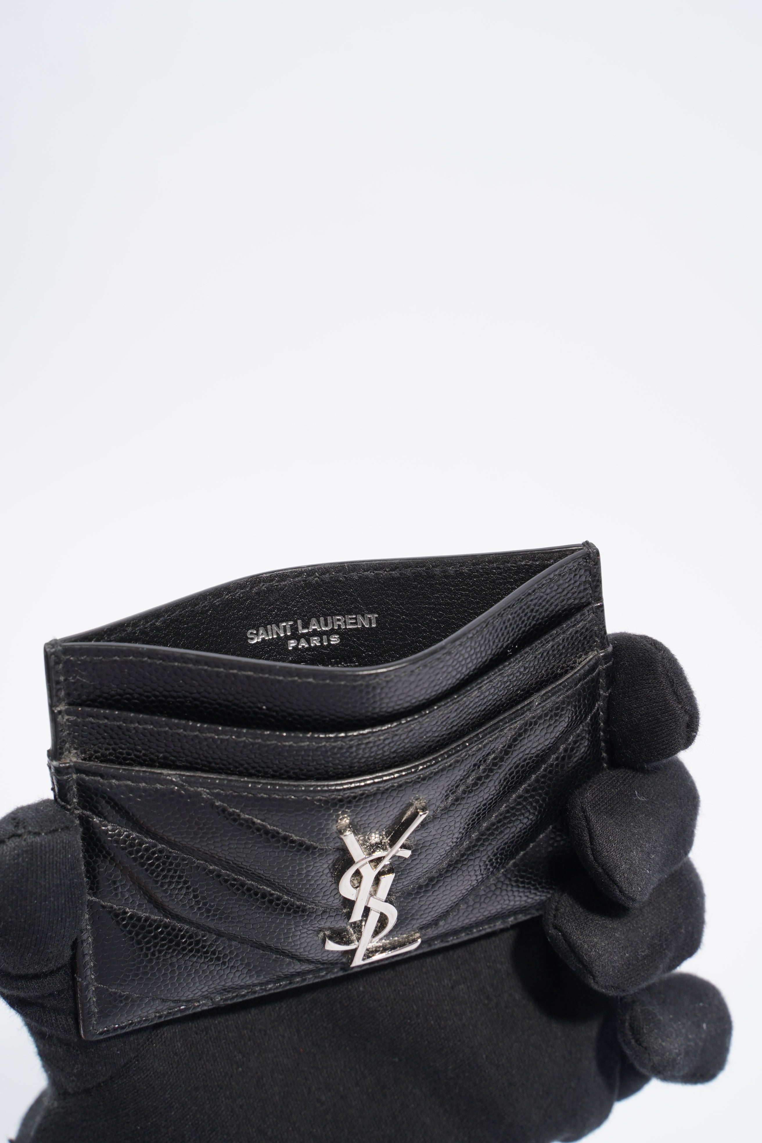Saint Laurent Womens Card Holder Black Leather