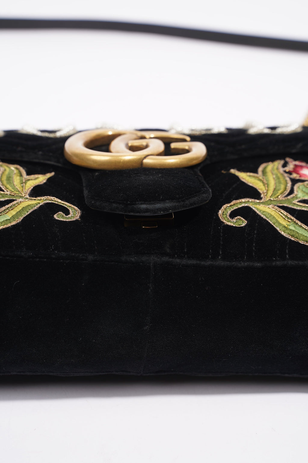 Gucci Womens Marmont Loved Flap Black Multi Medium