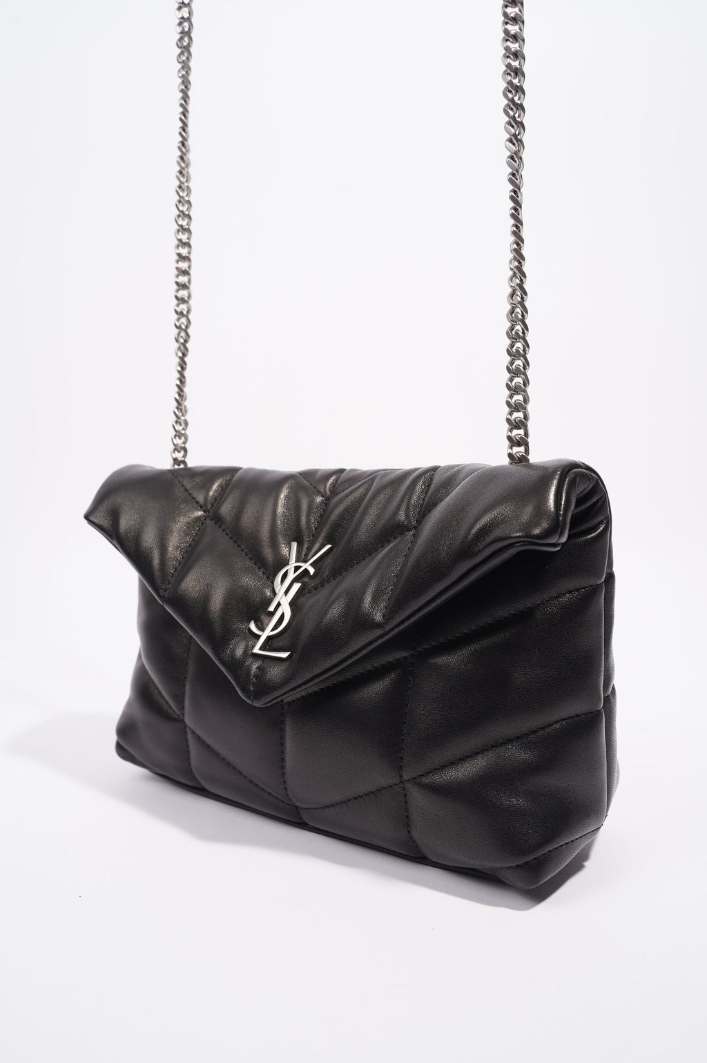 Saint Laurent Womens Lou Lou Puffer Crossbody Bag Black Leather Toy