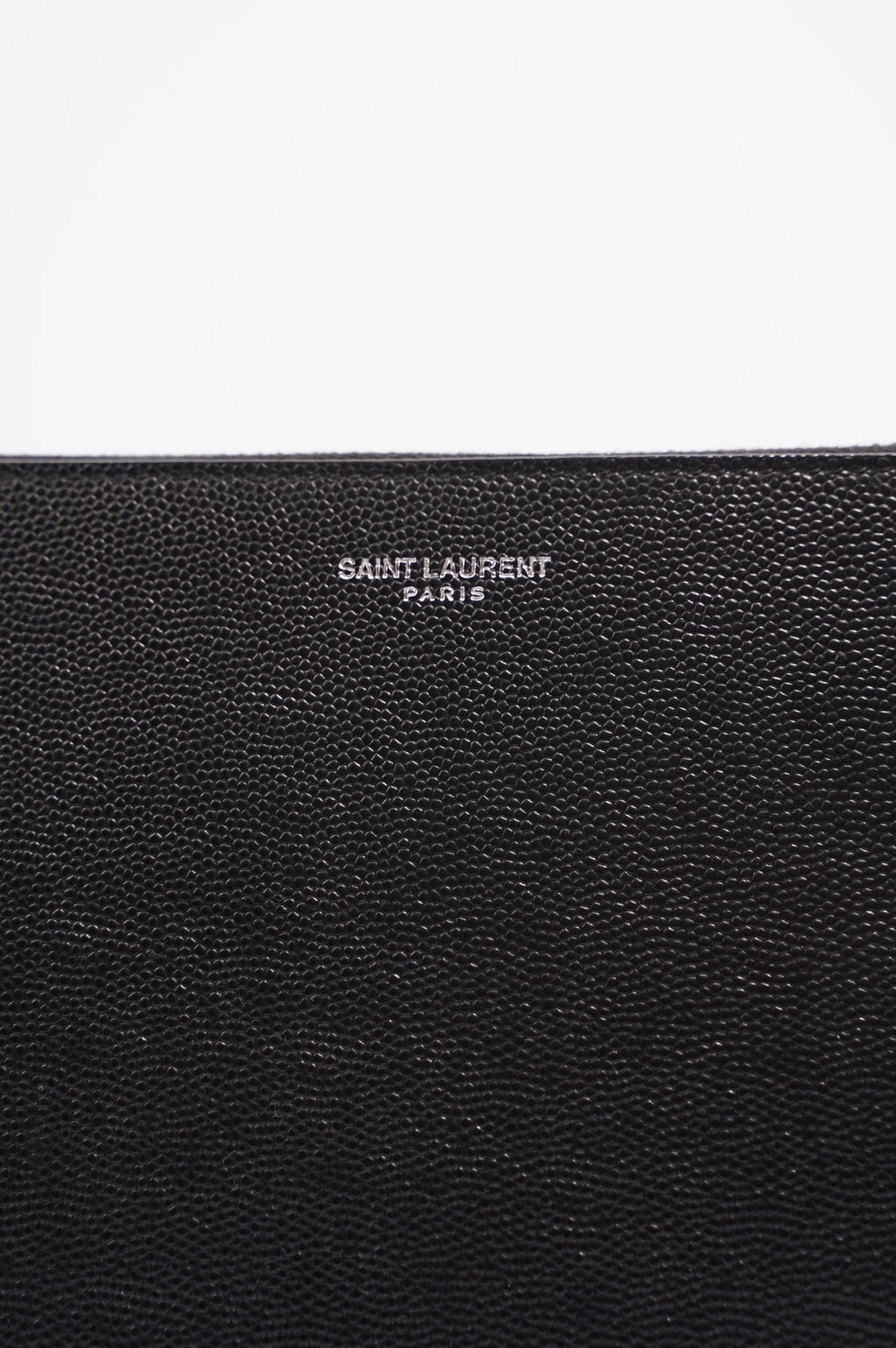 Saint Laurent Womens Paris Logo Stamp Pouch Black