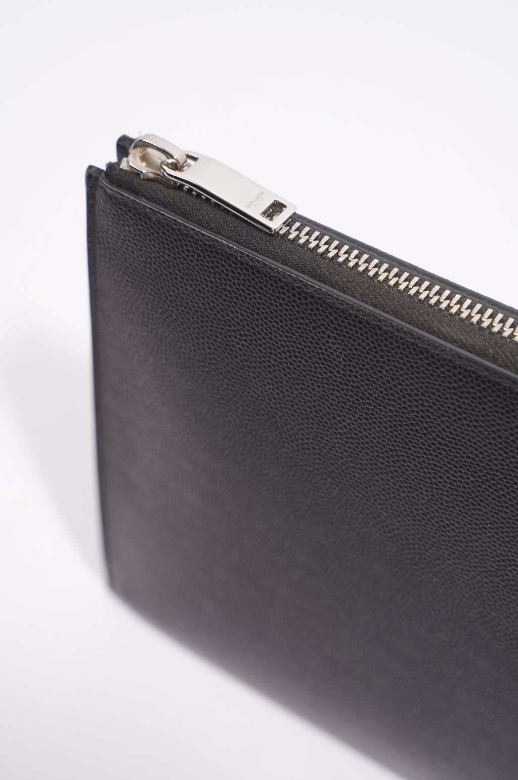 Saint Laurent Womens Paris Logo Stamp Pouch Black