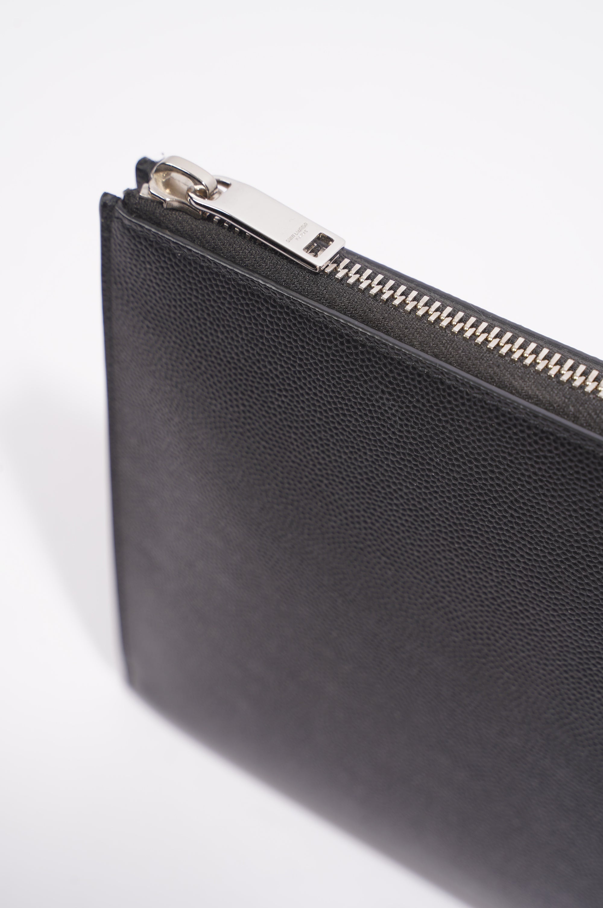 Saint Laurent Womens Paris Logo Stamp Pouch Black
