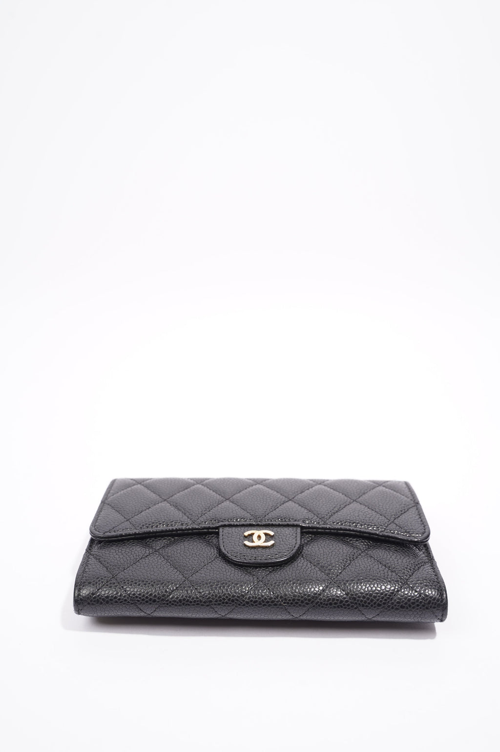 Chanel Quilted Classic Flap Wallet Black Caviar Leather