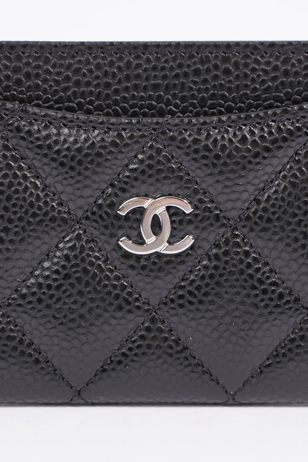 Chanel Womens Card Holder Black Caviar
