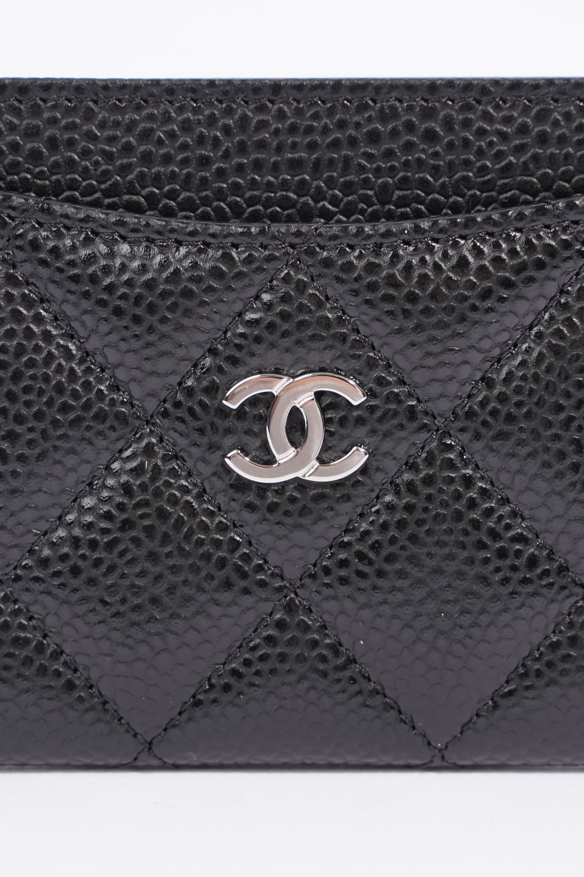 Chanel Womens Card Holder Black Caviar