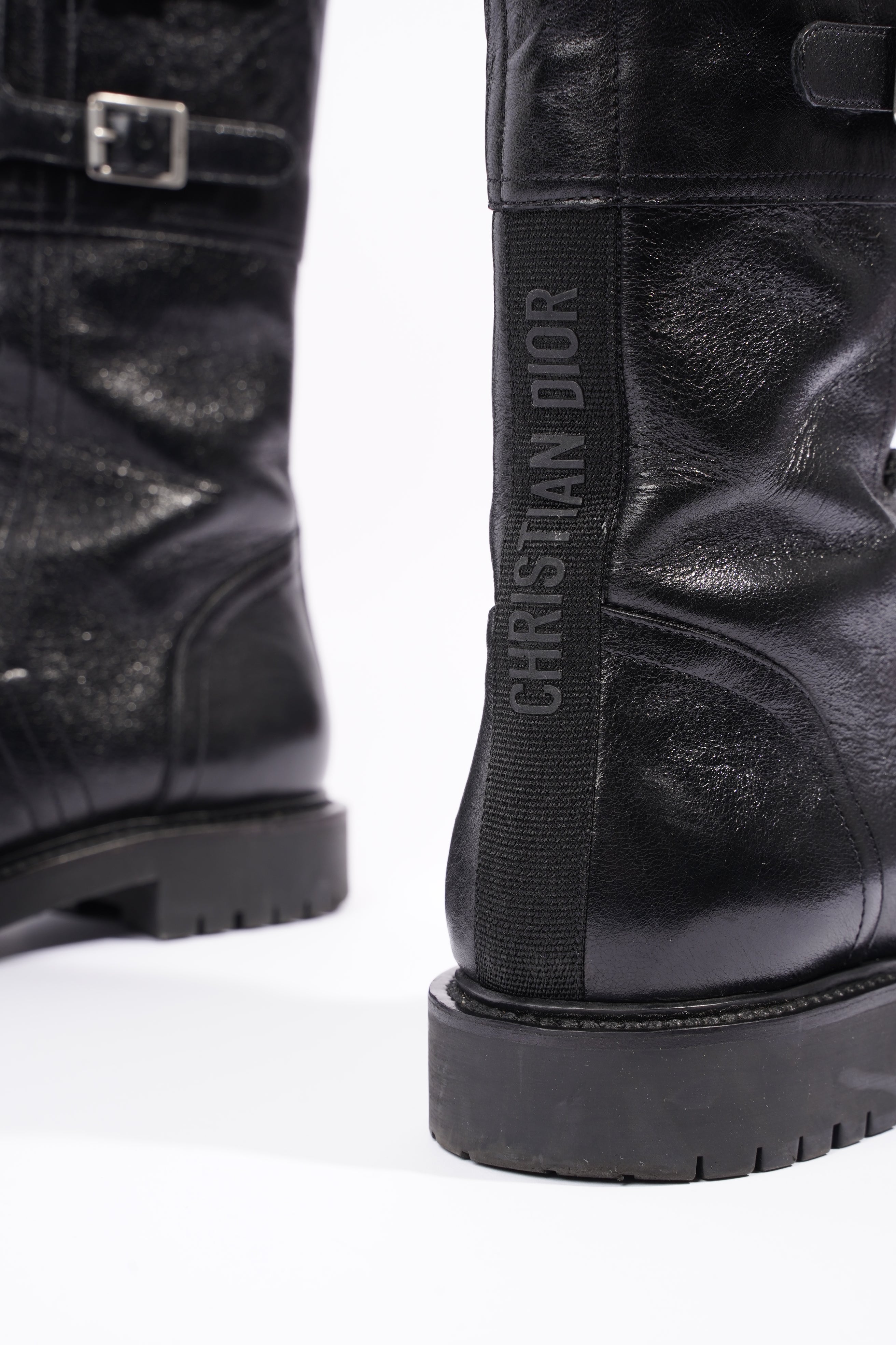 Christian Dior Womens Leather Biker Boots Black EU 40 / UK 7