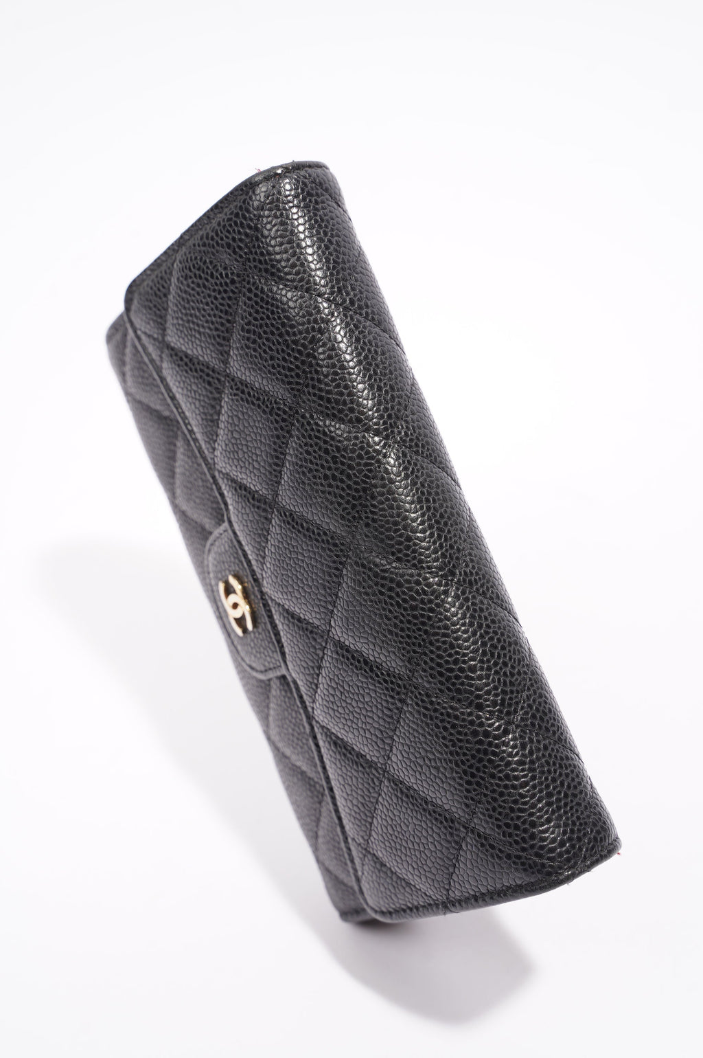 Chanel Quilted Classic Flap Wallet Black Caviar Leather