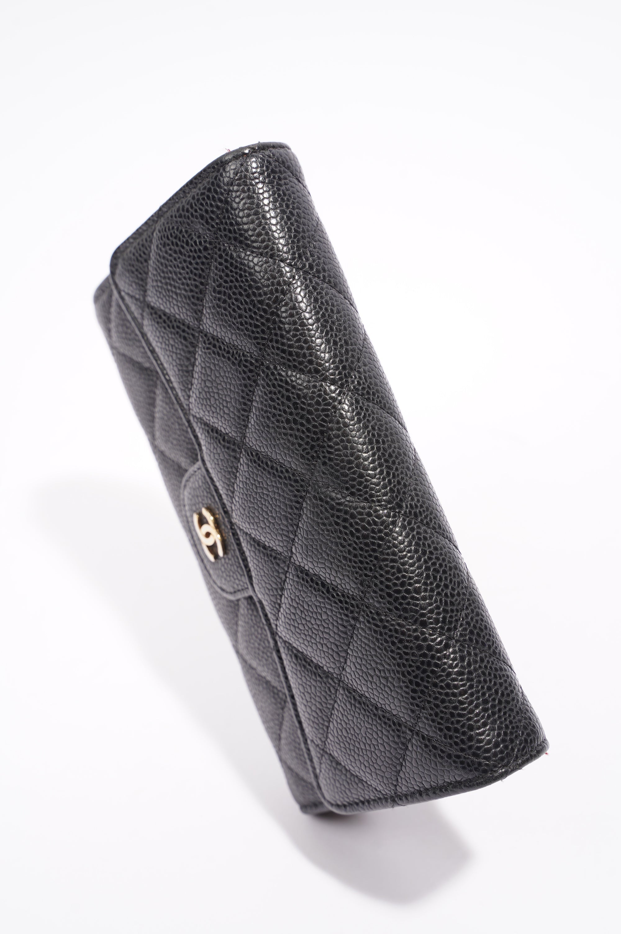 Chanel Quilted Classic Flap Wallet Black Caviar Leather