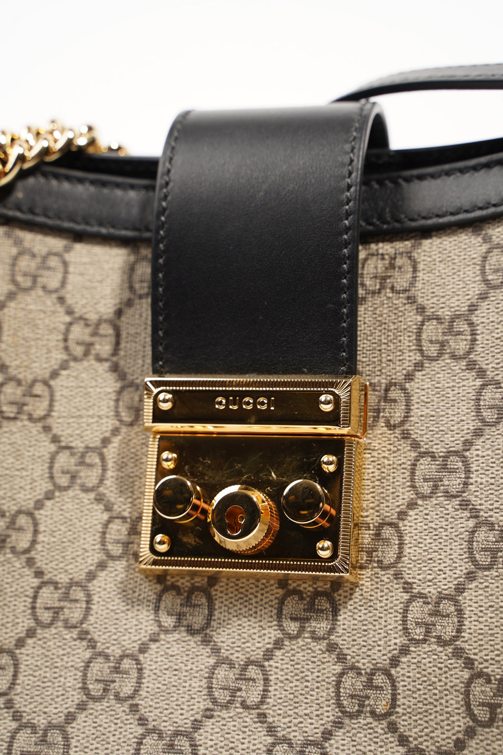 Gucci Womens Padlock Bag Supreme Black Medium