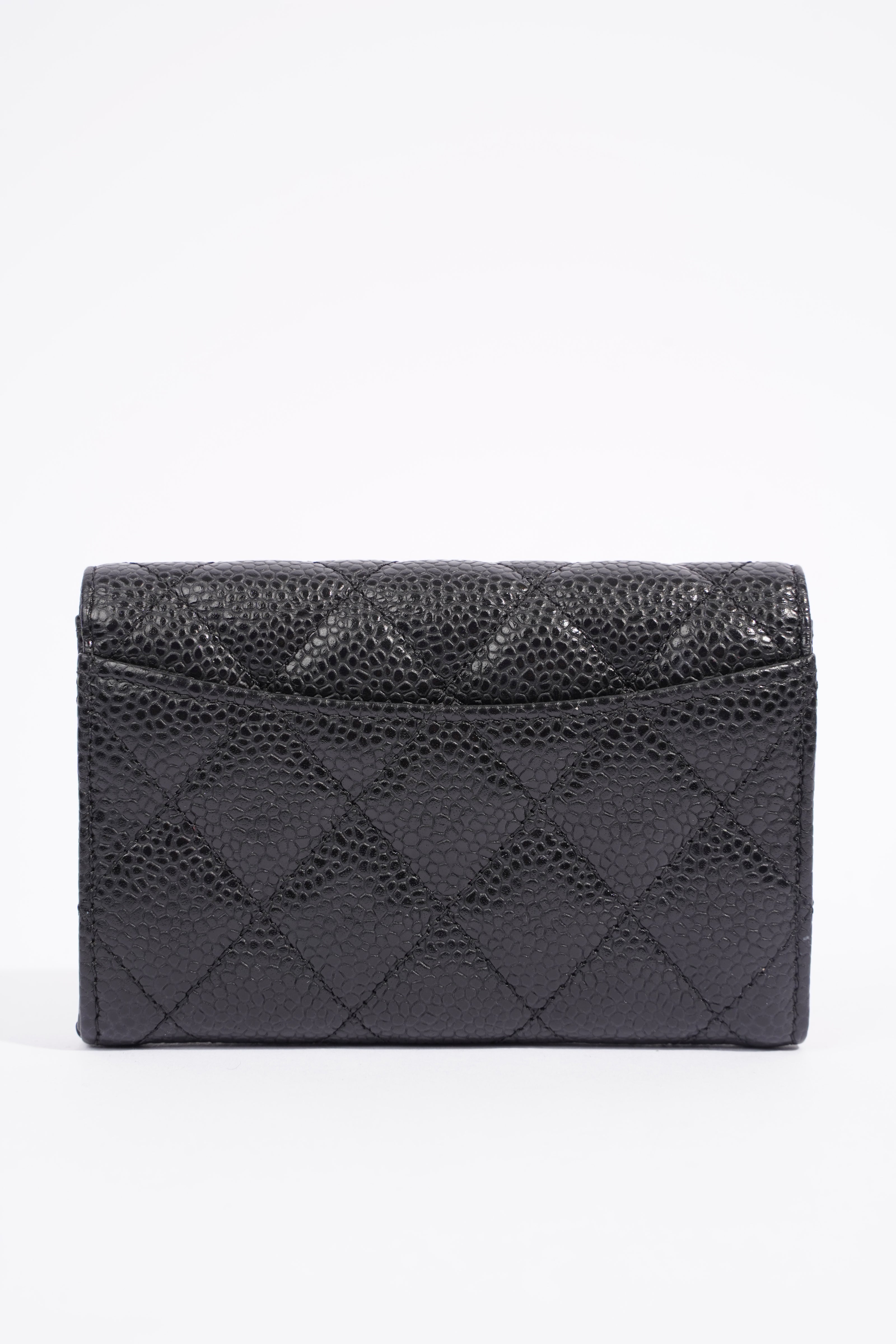 Chanel Womens Card Holder Black Caviar Leather