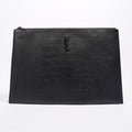 Saint Laurent Womens Clutch Black Leather Large