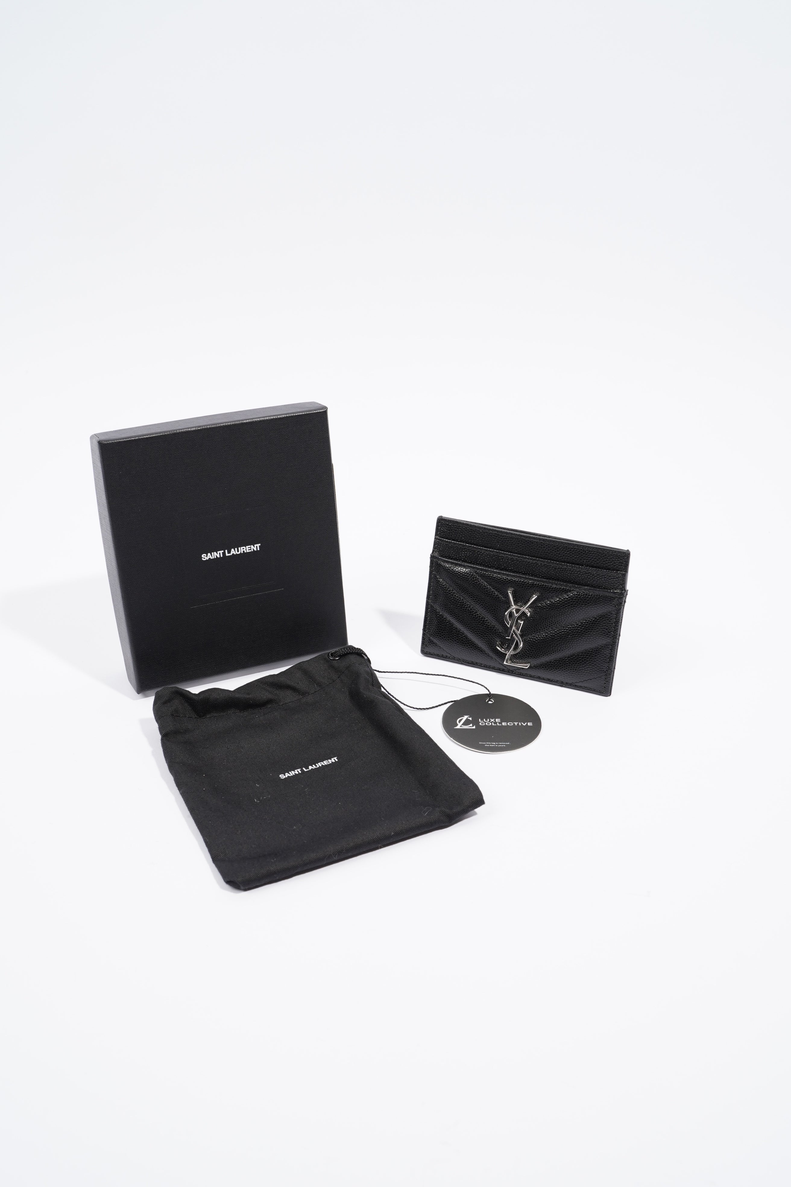 Saint Laurent Womens Card Holder Black Leather