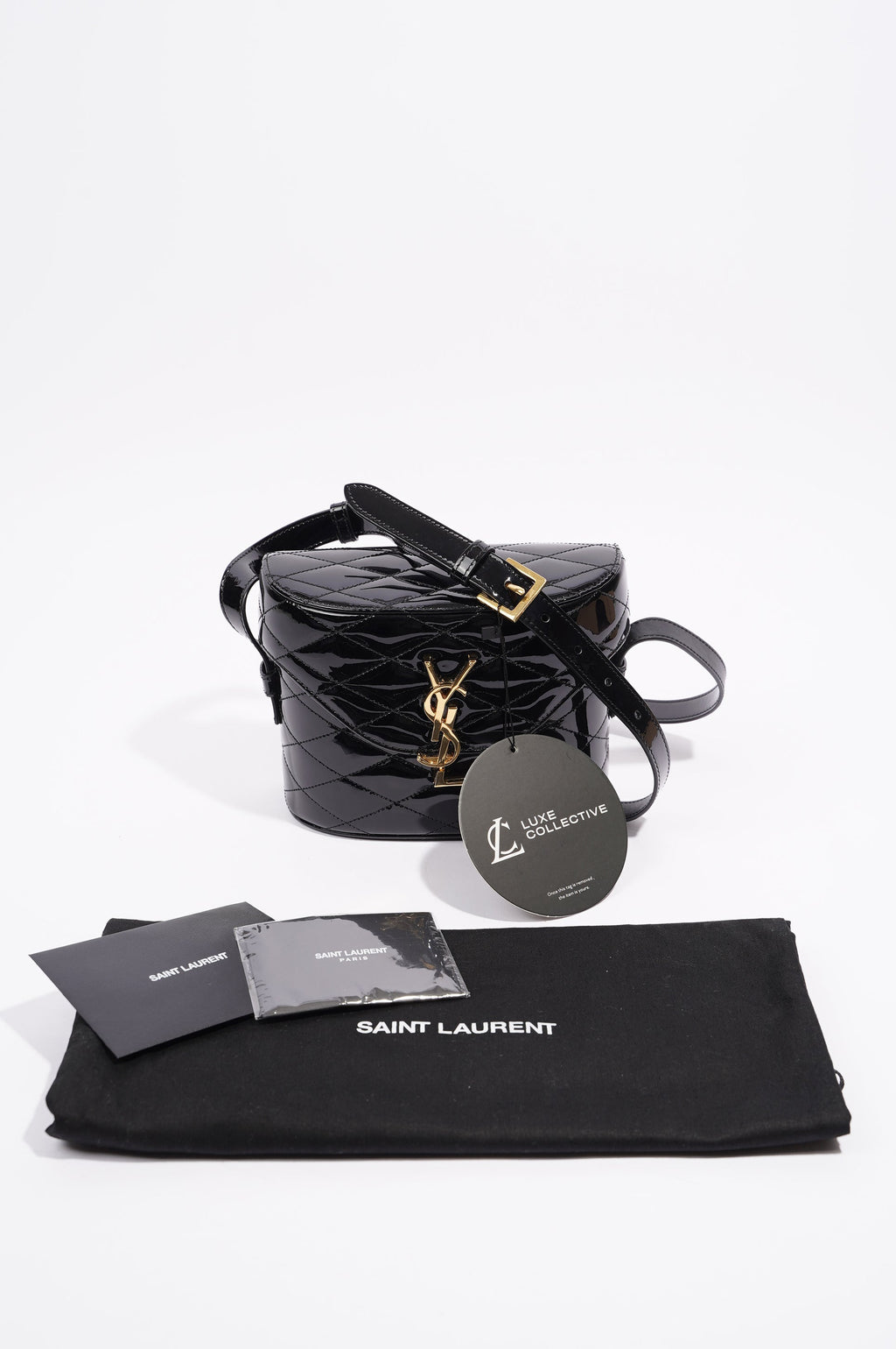Saint Laurent Womens June Bag Patent Black